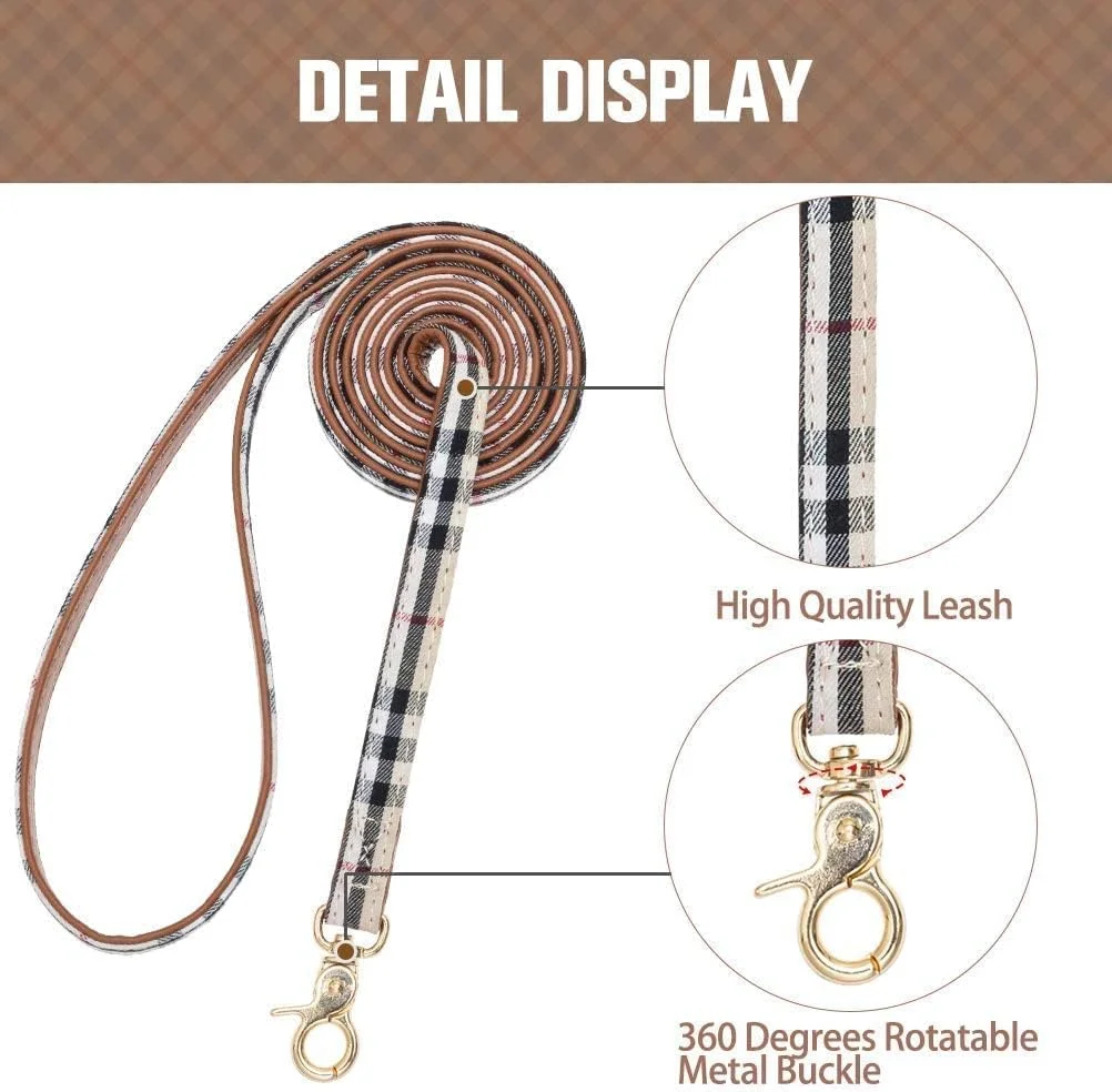 ست قلاده و بند سگ پاپیونی برای سگ های کوچک - قلاده های طرح دار کلاسیک - سایز قابل تنظیم با زنگوله طلایی - ایده آل برای نژادهای کوچک پسرانه