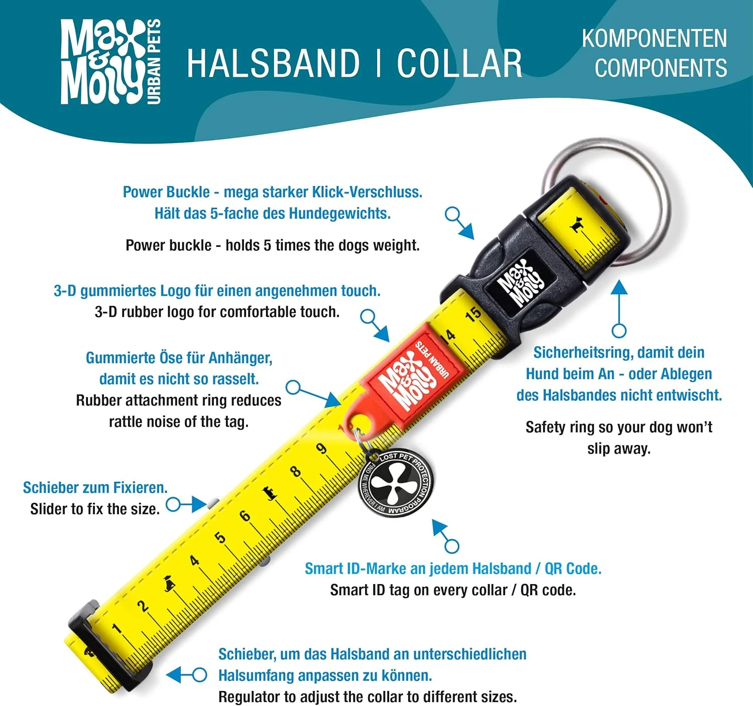 قلاده سگ Max & Molly Urban Pets Smart ID - نئوپرن نرم، ضد آب، قابل شستشو در ماشین لباسشویی، سگک قوی، تگ QR و پروفایل برنامه سفارشی، پلنگی صورتی سایز M قلاده سگ Max & Molly Urban Pets Smart ID - نئوپرن نرم، ضد آب، قابل شستشو در ماشین لباسشویی، سگک قوی، تگ QR و پروفایل برنامه سفارشی، پلنگی صورتی سایز M