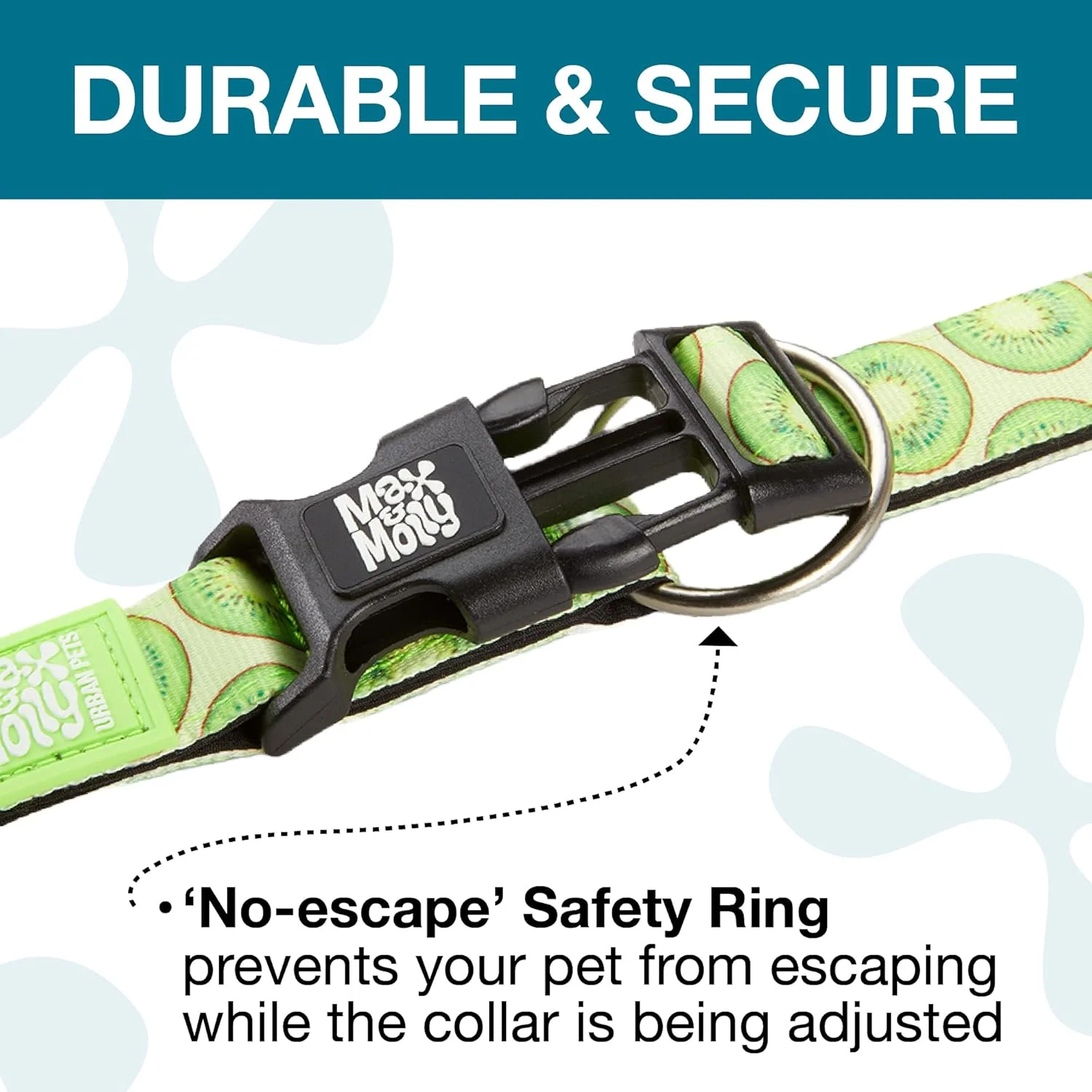 قلاده سگ و توله سگ مکس اند مولی با سگک قوی، طرح سرگرم کننده برای سگ ها و توله سگ های کوچک، متوسط و بزرگ، ضد آب، راحت، قابل تنظیم، شامل شناسه حیوان خانگی QR Code