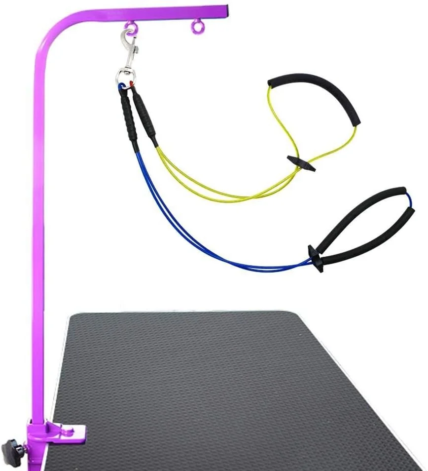 طناب اصلاح قابل تنظیم حیوانات خانگی اومفر، نگهدارنده نشسته، مهار کننده، گردنبند شستشو، سگ ها، گربه ها، میز اصلاح، بازو (زرد + آبی)