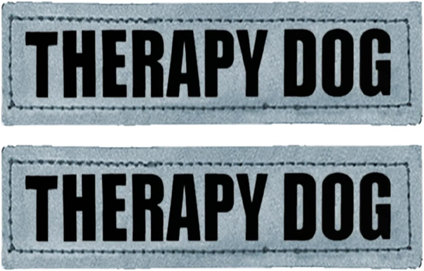 برچسب سگ خدمتکار، بسته 2 عددی برچسب سگ بازتابنده، برچسب های سگ قابل جابجایی برای هارنس با پشتی قلاب برای قلاده هارنس حیوان خانگی (سگ درمانگر، L)