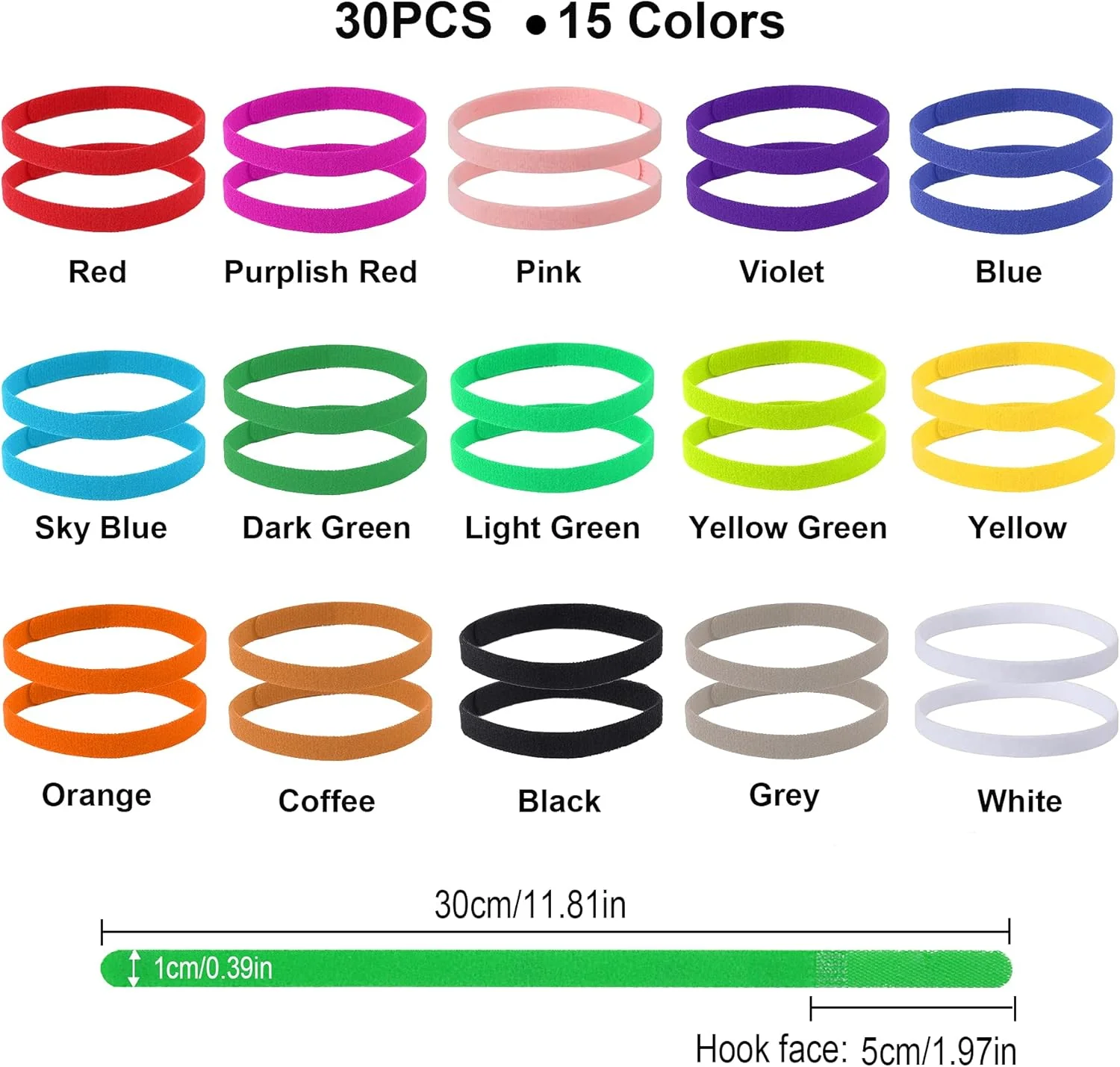 30 عدد قلاده زایمان توله سگ، قلاده حیوانات خانگی نوزاد، باندهای شناسایی نرم و قابل تنظیم دو طرفه، قلاده توله سگ برای بستر سگ و گربه نوزاد، 15 رنگ (M)