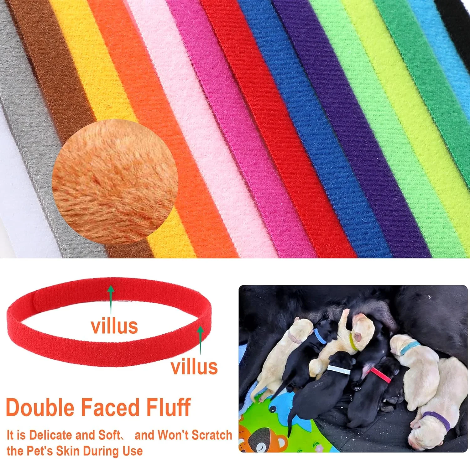 30 عدد قلاده زایمان توله سگ، قلاده حیوانات خانگی نوزاد، باندهای شناسایی نرم و قابل تنظیم دو طرفه، قلاده توله سگ برای بستر سگ و گربه نوزاد، 15 رنگ (M)