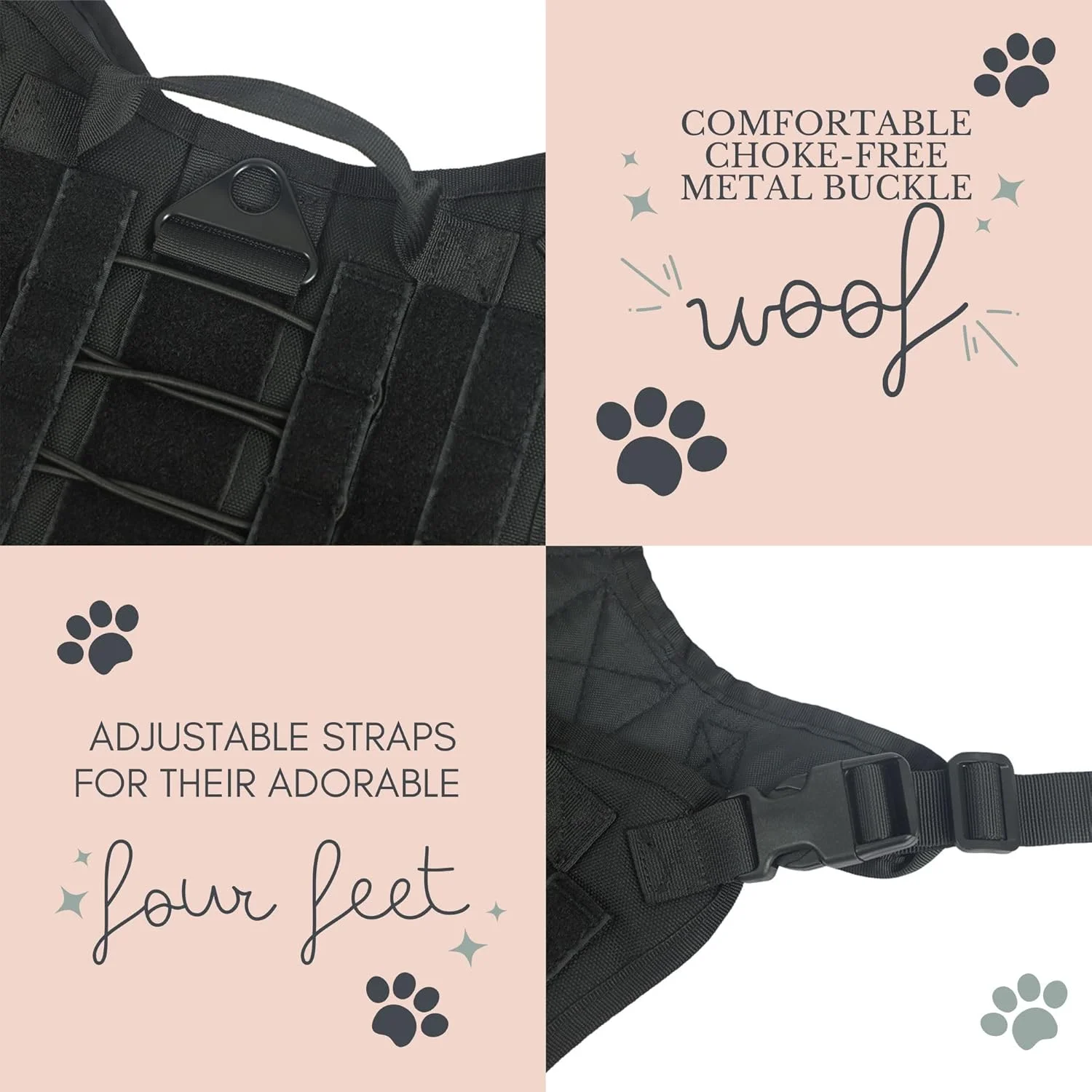 هارنس سگ - جلیقه تاکتیکی سگ سایز M/L برای قلاده، قابل تنظیم برای سگ ها، قلاب فلزی سنگین، بدون خفگی برای فعالیت ها، گلدن رتریور، حلقه چسبی برای وصله ها (مشکی، بزرگ) هارنس سگ - جلیقه تاکتیکی سگ سایز M/L برای قلاده، قابل تنظیم برای سگ ها، قلاب فلزی سنگین، بدون خفگی برای فعالیت ها، گلدن رتریور، حلقه چسبی برای وصله ها (مشکی، بزرگ)