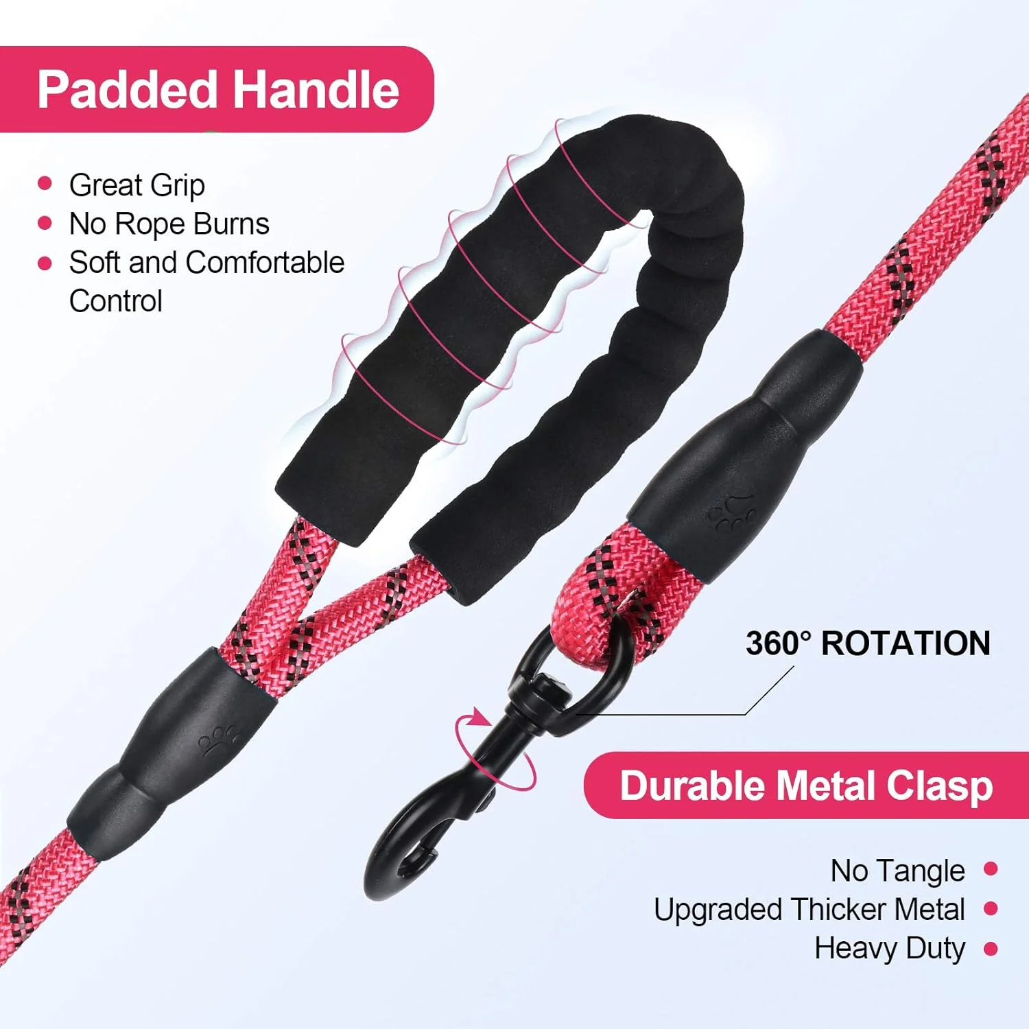 بند قلاده سگ قوی به طول 152 سانتیمتر و ضخامت 1.27 سانتیمتر مناسب سگ های بزرگ و متوسط - دارای قابلیت بازتاب نور، مقاوم، دسته راحت، طول ایده آل، گیره فلزی بادوام بند قلاده سگ قوی به طول 152 سانتیمتر و ضخامت 1.27 سانتیمتر مناسب سگ های بزرگ و متوسط - دارای قابلیت بازتاب نور، مقاوم، دسته راحت، طول ایده آل، گیره فلزی بادوام