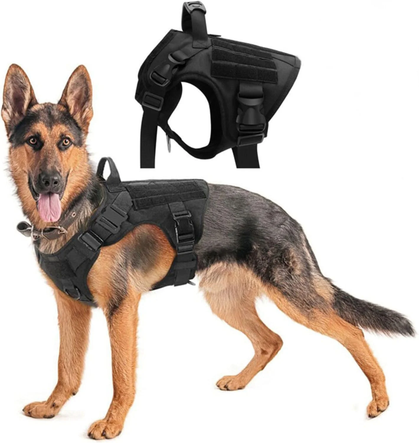 هارنس سگ - جلیقه تاکتیکی سگ سایز M/L برای قلاده، قابل تنظیم برای سگ ها، قلاب فلزی بادوام، بدون خفگی برای فعالیت ها، مناسب برای گلدن رتریورها، حلقه چسبی برای وصله ها (مشکی، متوسط) هارنس سگ - جلیقه تاکتیکی سگ سایز M/L برای قلاده، قابل تنظیم برای سگ ها، قلاب فلزی بادوام، بدون خفگی برای فعالیت ها، مناسب برای گلدن رتریورها، حلقه چسبی برای وصله ها (مشکی، متوسط)