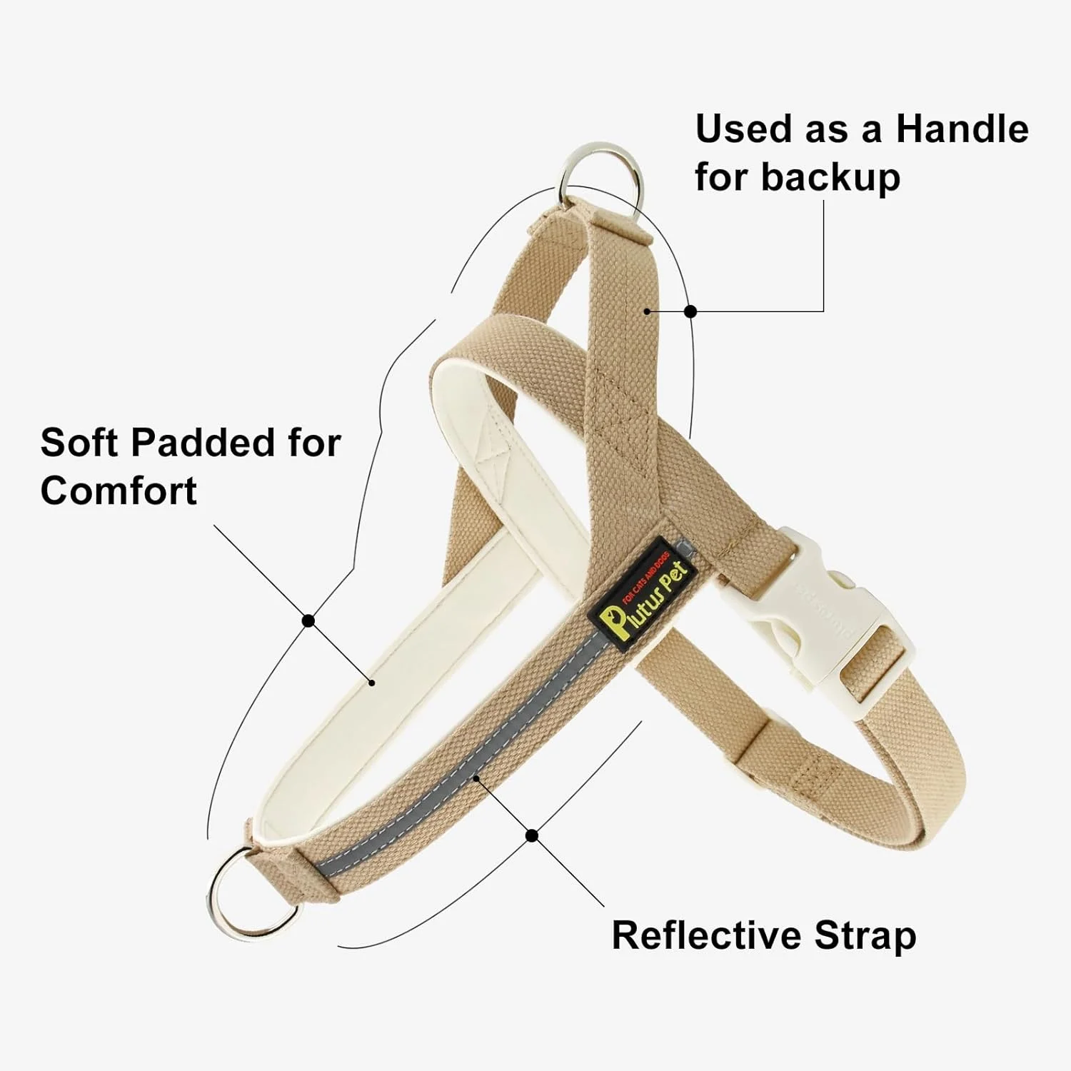ست قلاده و بند سگ نخی پلوتوس پت، بازتابنده و دارای پد نرم، جلیقه با قابلیت تنظیم سریع، برای سگ های کوچک، متوسط و بزرگ، بژ، M ست قلاده و بند سگ نخی پلوتوس پت، بازتابنده و دارای پد نرم، جلیقه با قابلیت تنظیم سریع، برای سگ های کوچک، متوسط و بزرگ، بژ، M
