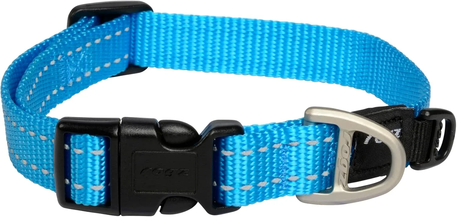 قلاده سگ با دوخت بازتابنده Rogz مدل Utility سایز M - فیروزه ای
