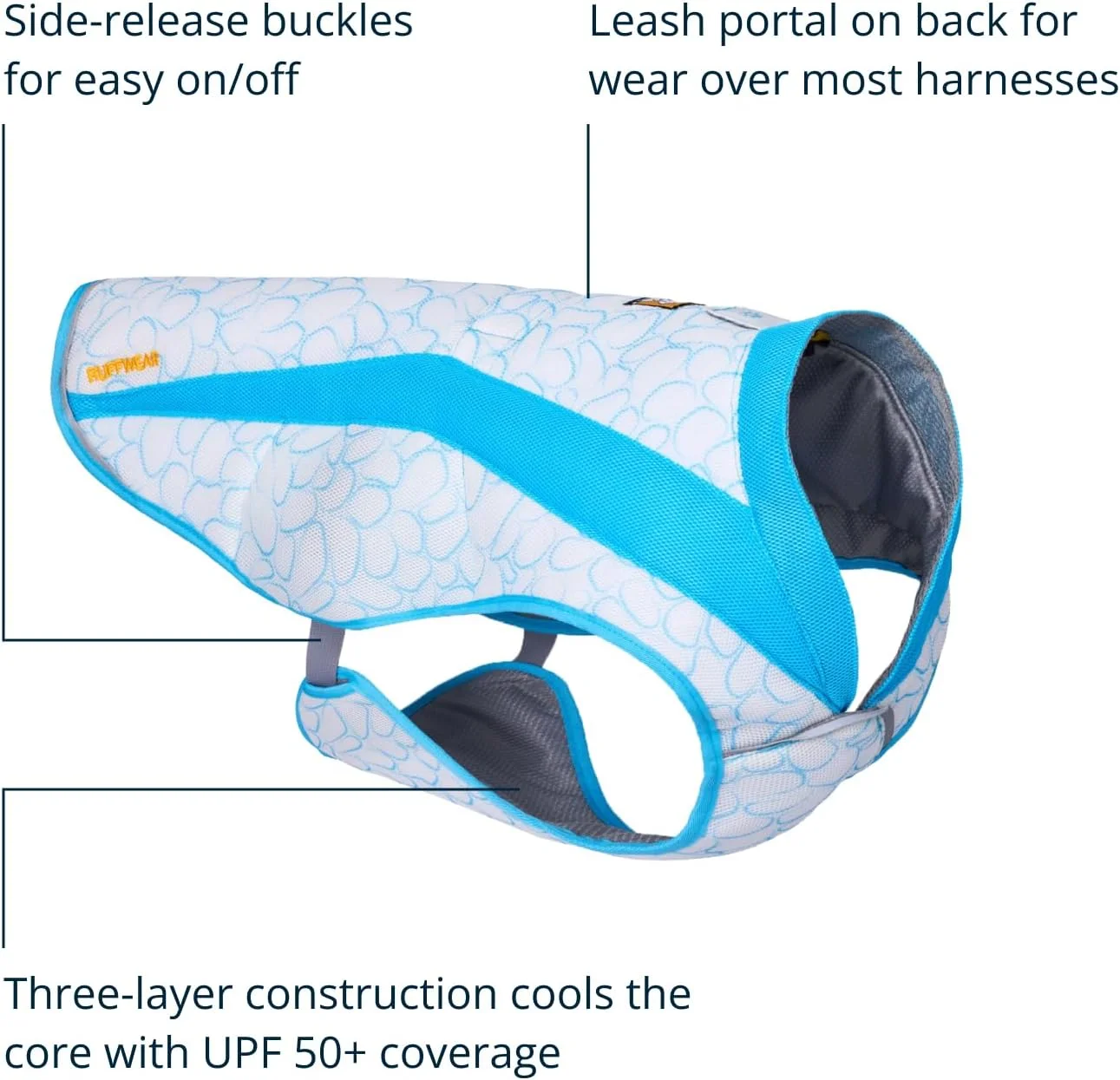 جلیقه خنک کننده سگ Ruffwear، خنک کننده تبخیری برای هوای گرم، سازگار با اکثر هارنس ها، آبی Biolumin، XX-Small جلیقه خنک کننده سگ Ruffwear، خنک کننده تبخیری برای هوای گرم، سازگار با اکثر هارنس ها، آبی Biolumin، XX-Small
