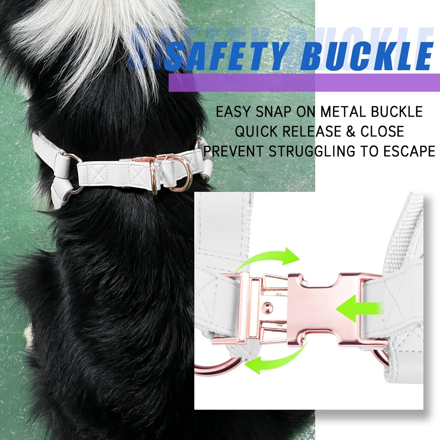 هارنس سگ چرمی نرم بدون کشش - هارنس سگ قابل تنظیم با سگک فلزی سنگین رزگلد، جلیقه های نایلونی سگ برای پیاده روی و آموزش آسان سگ های کوچک، متوسط و بزرگ (سفید، L) هارنس سگ چرمی نرم بدون کشش - هارنس سگ قابل تنظیم با سگک فلزی سنگین رزگلد، جلیقه های نایلونی سگ برای پیاده روی و آموزش آسان سگ های کوچک، متوسط و بزرگ (سفید، L)