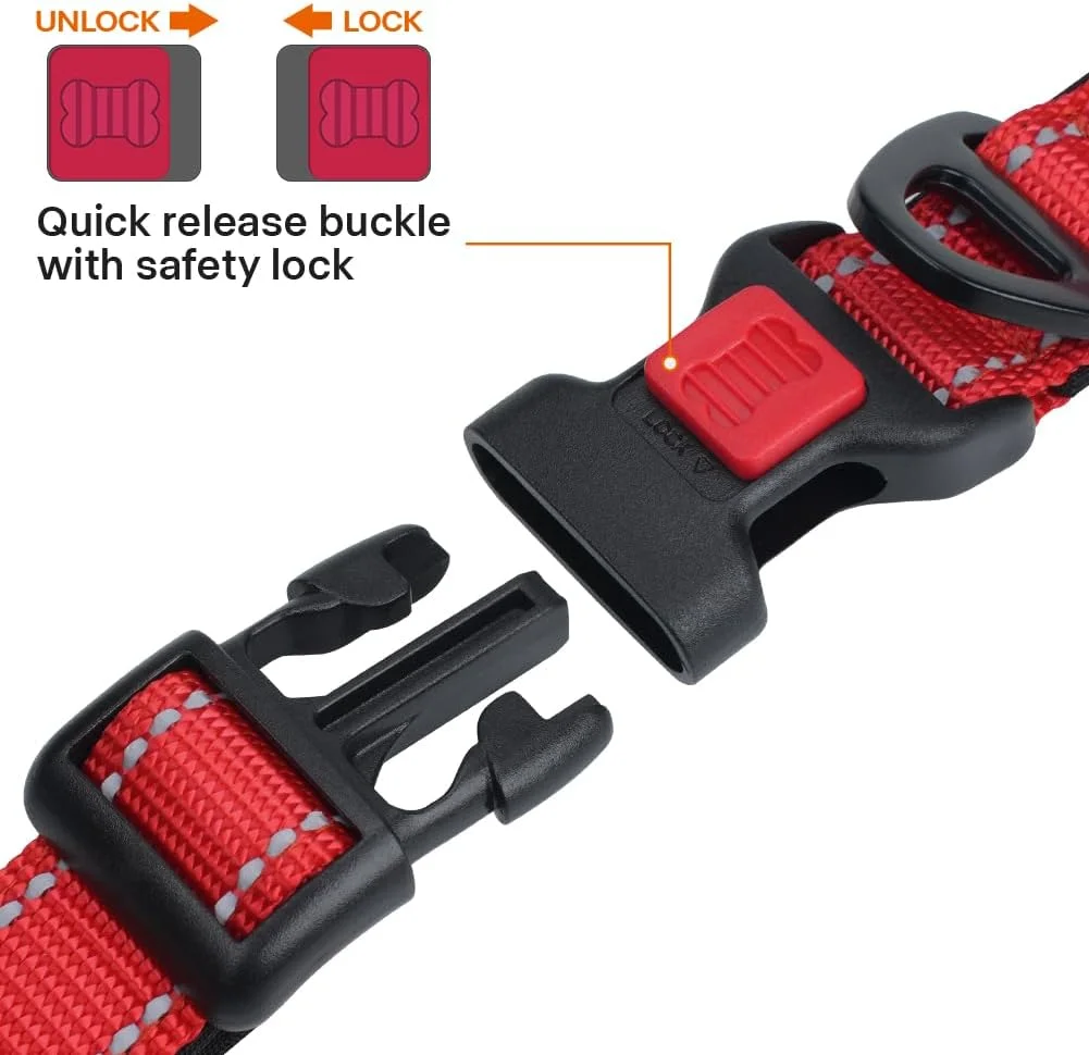 قلاده سگ Taglory، قلاده نایلونی و نئوپرن نرم و پددار برای توله سگ ها، سگ های کوچک، متوسط و بزرگ، قابل تنظیم و بازتابنده برای آموزش