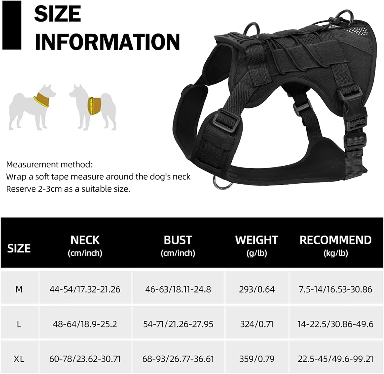 هارنس سگ تاکتیکی مشکی برای سگ های بزرگ، هارنس حیوان خانگی قابل تنظیم بدون کشیدن با دسته، جلیقه سگ نظامی بازتابنده، هارنس سگ تنفسی برای پیاده روی، کوهنوردی، آموزش (M) هارنس سگ تاکتیکی مشکی برای سگ های بزرگ، هارنس حیوان خانگی قابل تنظیم بدون کشیدن با دسته، جلیقه سگ نظامی بازتابنده، هارنس سگ تنفسی برای پیاده روی، کوهنوردی، آموزش (M)