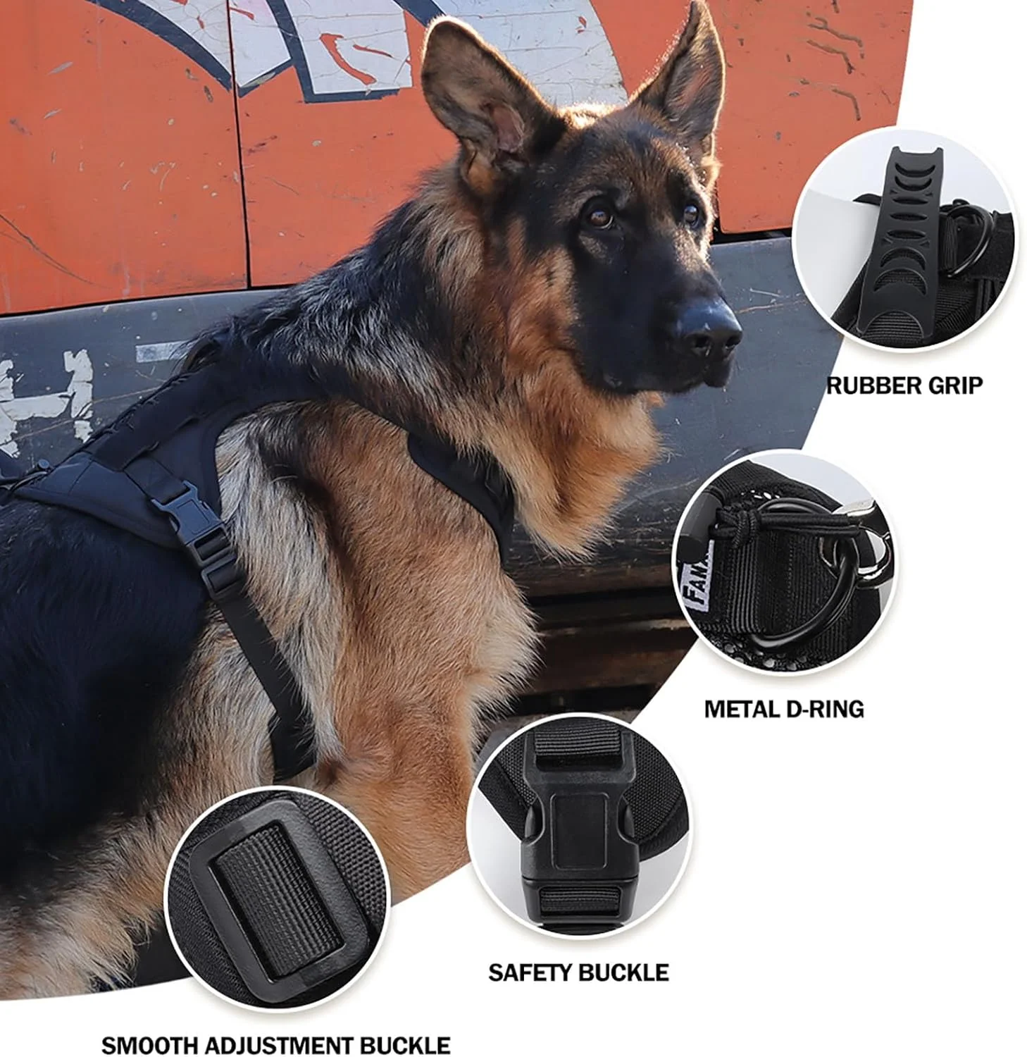 هارنس سگ تاکتیکی مشکی برای سگ های بزرگ، هارنس حیوان خانگی قابل تنظیم بدون کشیدن با دسته، جلیقه سگ نظامی بازتابنده، هارنس سگ تنفسی برای پیاده روی، کوهنوردی، آموزش (M) هارنس سگ تاکتیکی مشکی برای سگ های بزرگ، هارنس حیوان خانگی قابل تنظیم بدون کشیدن با دسته، جلیقه سگ نظامی بازتابنده، هارنس سگ تنفسی برای پیاده روی، کوهنوردی، آموزش (M)