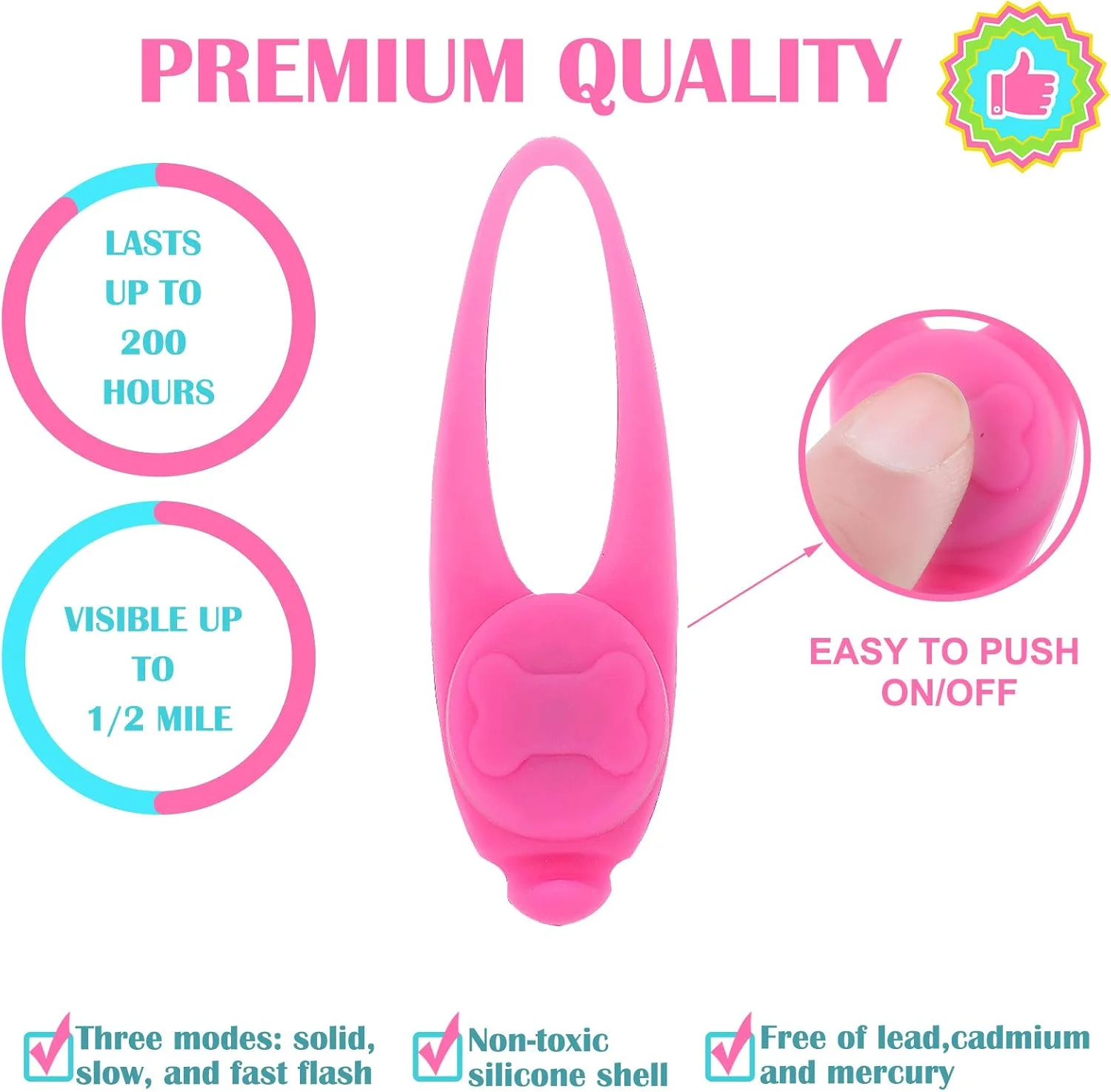 ویوودای 6 عدد چراغ قلاده حیوانات خانگی، چراغ آویز قلاده سگ و گربه، چراغ ایمنی پیاده روی شبانه سگ، چراغ های ضد آب گیره دار برای قابل مشاهده کردن سگ ها و گربه های کوچک، متوسط و بزرگ شما، رنگ ها به صورت تصادفی