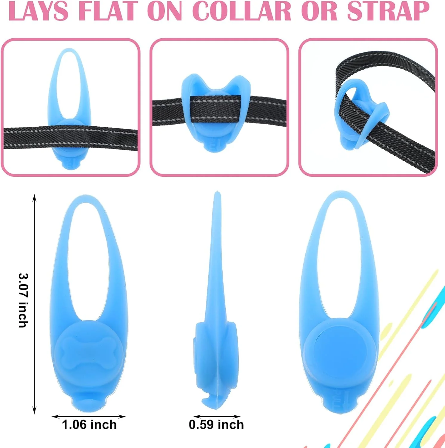 ویوودای 6 عدد چراغ قلاده حیوانات خانگی، چراغ آویز قلاده سگ و گربه، چراغ ایمنی پیاده روی شبانه سگ، چراغ های ضد آب گیره دار برای قابل مشاهده کردن سگ ها و گربه های کوچک، متوسط و بزرگ شما، رنگ ها به صورت تصادفی