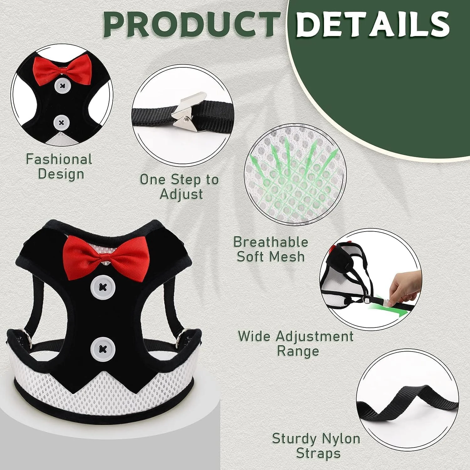 ست قلاده و افسار سگ Xspring، ست قلاده سگ زیبا، ست افسار مشکی کوچک، جلیقه تنفسی قابل تنظیم حیوانات خانگی با پاپیون برای محدوده سینه و پشت 23-42 سانتی متر، توله سگ کوچک متوسط، سایز S ست قلاده و افسار سگ Xspring، ست قلاده سگ زیبا، ست افسار مشکی کوچک، جلیقه تنفسی قابل تنظیم حیوانات خانگی با پاپیون برای محدوده سینه و پشت 23-42 سانتی متر، توله سگ کوچک متوسط، سایز S