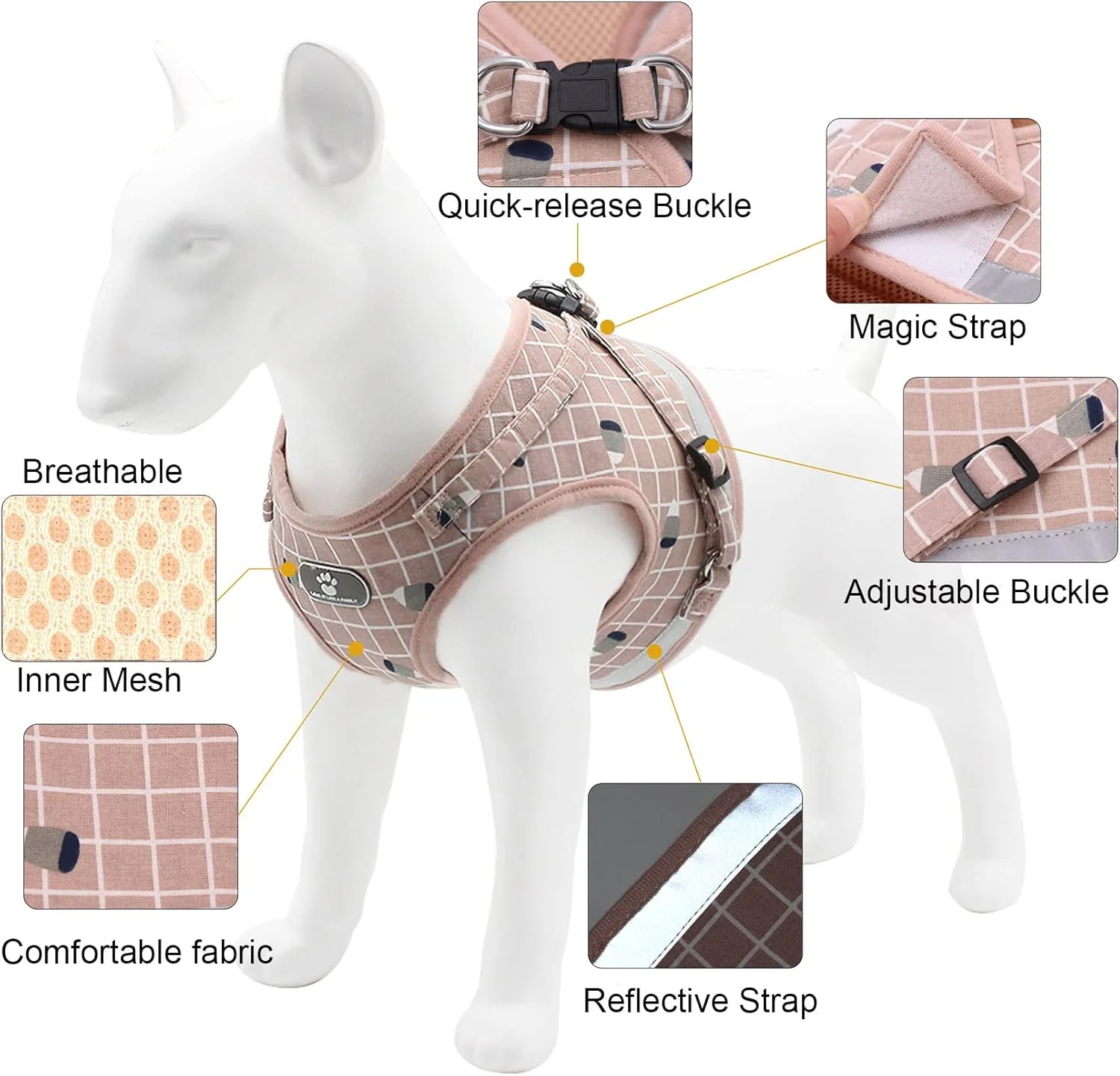 ست قلاده و بند سگ کوچک بدون کشش Zunea، جلیقه قابل تنظیم بازتابنده Chihuahua، جلیقه سگ با پد مشبک، ژاکت توله سگ برای پیاده روی، مناسب برای سگ ها و گربه های خانگی دختر و پسر، صورتی M ست قلاده و بند سگ کوچک بدون کشش Zunea، جلیقه قابل تنظیم بازتابنده Chihuahua، جلیقه سگ با پد مشبک، ژاکت توله سگ برای پیاده روی، مناسب برای سگ ها و گربه های خانگی دختر و پسر، صورتی M