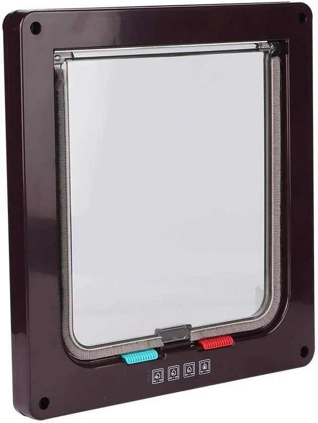 درب توری حیوانات خانگی ABS اکریلیک قفل‌دار ضدآب مناسب سگ و گربه سایز متوسط (XL - مشکی/قهوه‌ای/سفید) (قهوه‌ای)