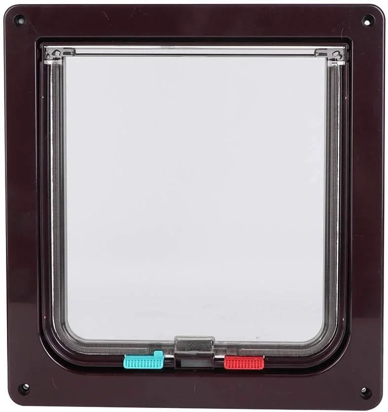 درب توری حیوانات خانگی ABS اکریلیک قفل‌دار ضدآب مناسب سگ و گربه سایز متوسط (XL - مشکی/قهوه‌ای/سفید) (قهوه‌ای)