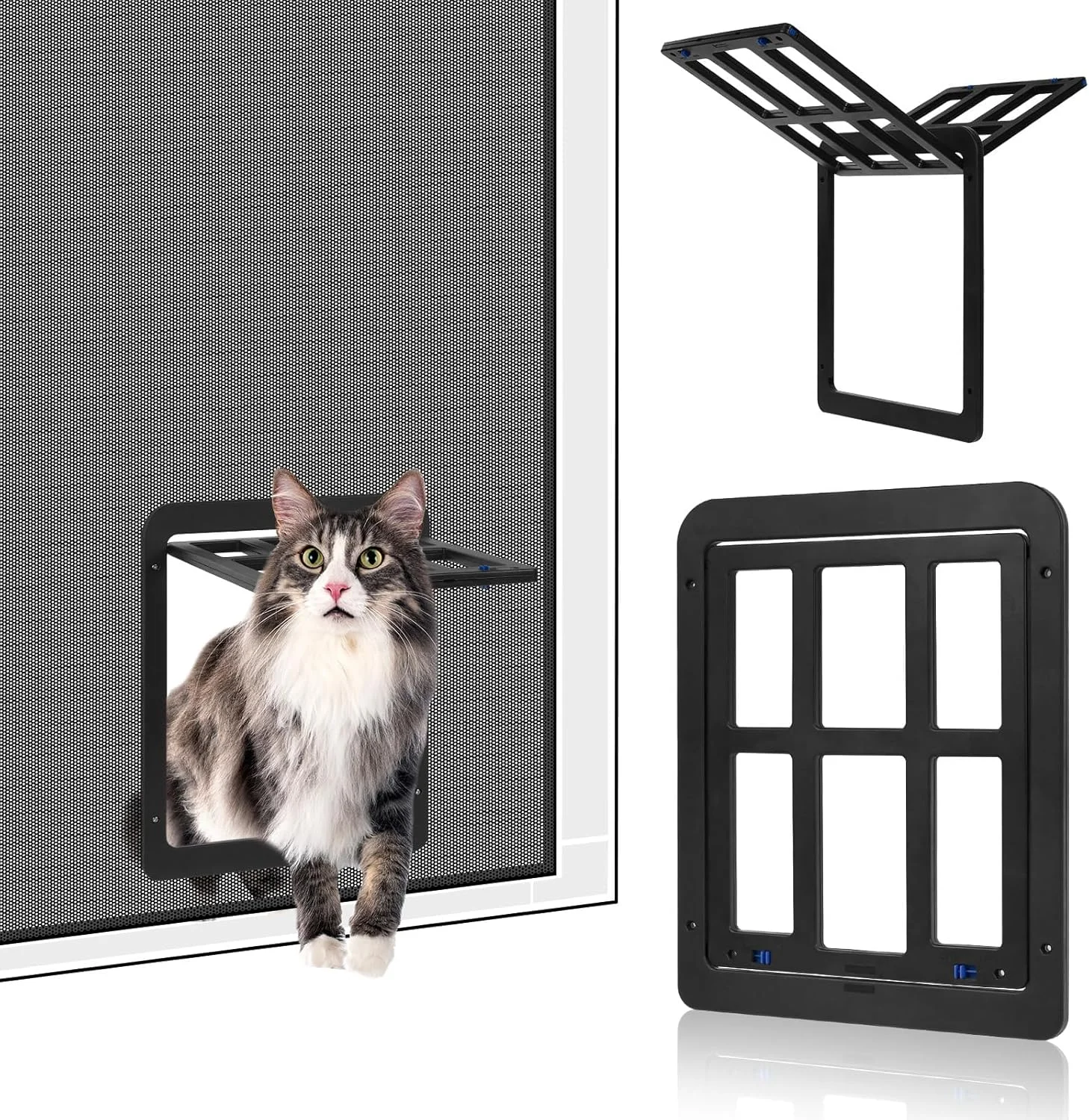 درب توری حیوانات خانگی، 31 در 25 سانتی متر، درب مگنتی با پیچ گوشتی، درب بادوام و بی صدا برای گربه ها، بسته شدن خودکار برای گربه ها یا سگ های کوچک