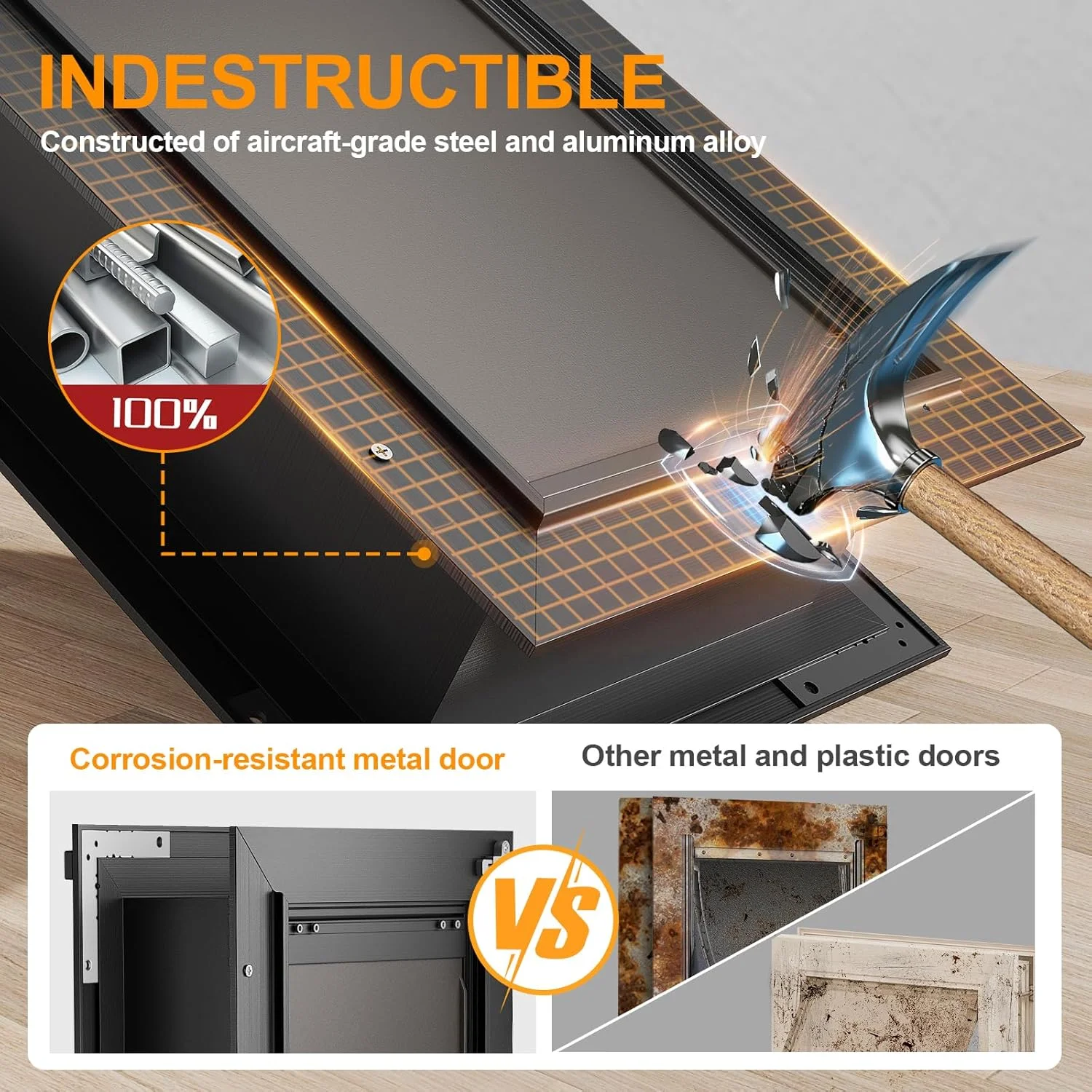 درب گربه برای دیوار، درب حیوانات خانگی آلومینیومی، درب سگ کوچک، نصب آسان، 2 فلپ مغناطیسی با بازدهی انرژی، تونل تلسکوپی پهن برای دیوارهای داخلی و خارجی، مناسب برای حیوانات خانگی تا وزن 10 کیلوگرم - مشکی