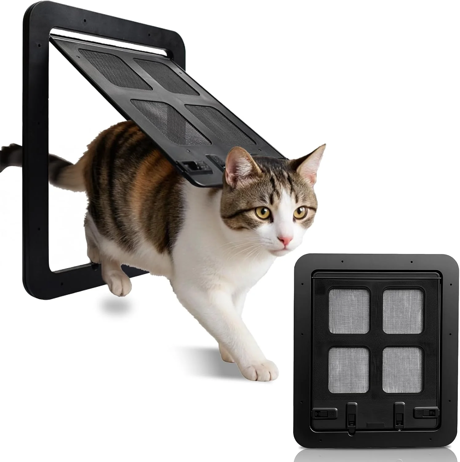 دریچه گربه، توری مگنت دار، دریچه حیوانات خانگی، بسته شدن خودکار، دریچه سگ برای توری، درب بالکن، قفل شدنی، تنفس پذیر، برای گربه ها و سگ ها، 29 x 24 سانتی متر، مشکی