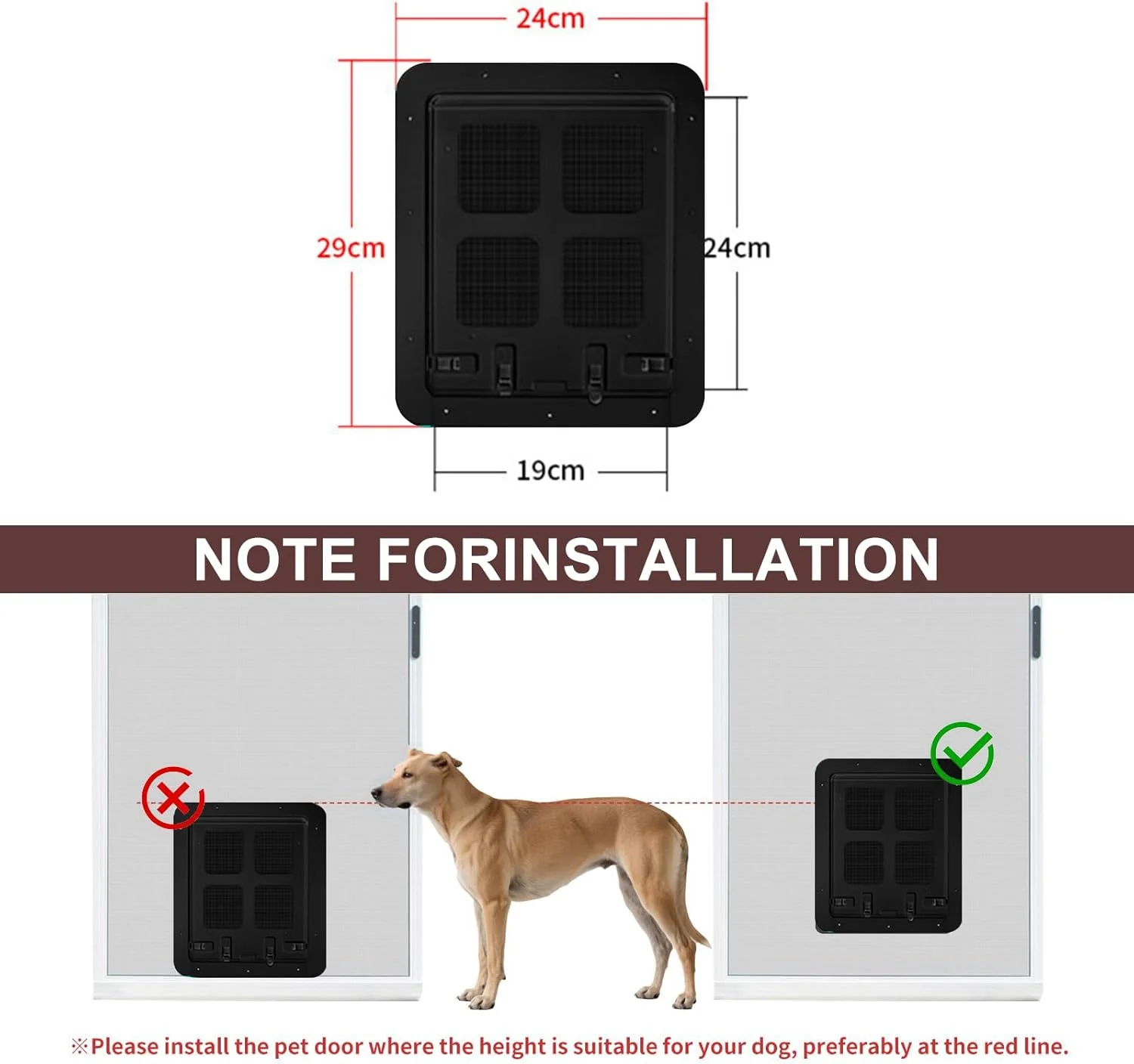 دریچه گربه، توری مگنت دار، دریچه حیوانات خانگی، بسته شدن خودکار، دریچه سگ برای توری، درب بالکن، قفل شدنی، تنفس پذیر، برای گربه ها و سگ ها، 29 x 24 سانتی متر، مشکی
