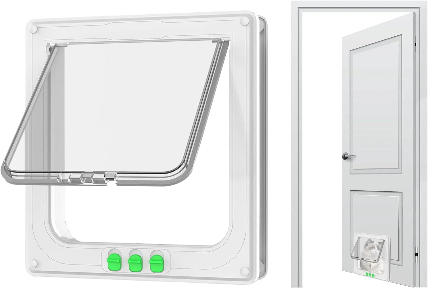 درب گربه - درب ایمن دو طرفه سگ - دروازه شفاف ایمن دو طرفه بازشو برای حیوانات خانگی، خانه خانوادگی در فضای باز، پنجره، بچه گربه، داخل خانه