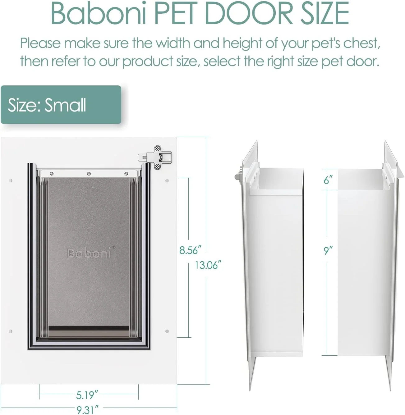 درب حیوانات خانگی بَبُنی برای دیوار، قاب فولادی و تونل تلسکوپی، قفل آلومینیومی، درب دو لایه برای سگ و گربه، قوی و بادوام (حیوانات خانگی تا 5.5 کیلوگرم) - کوچک