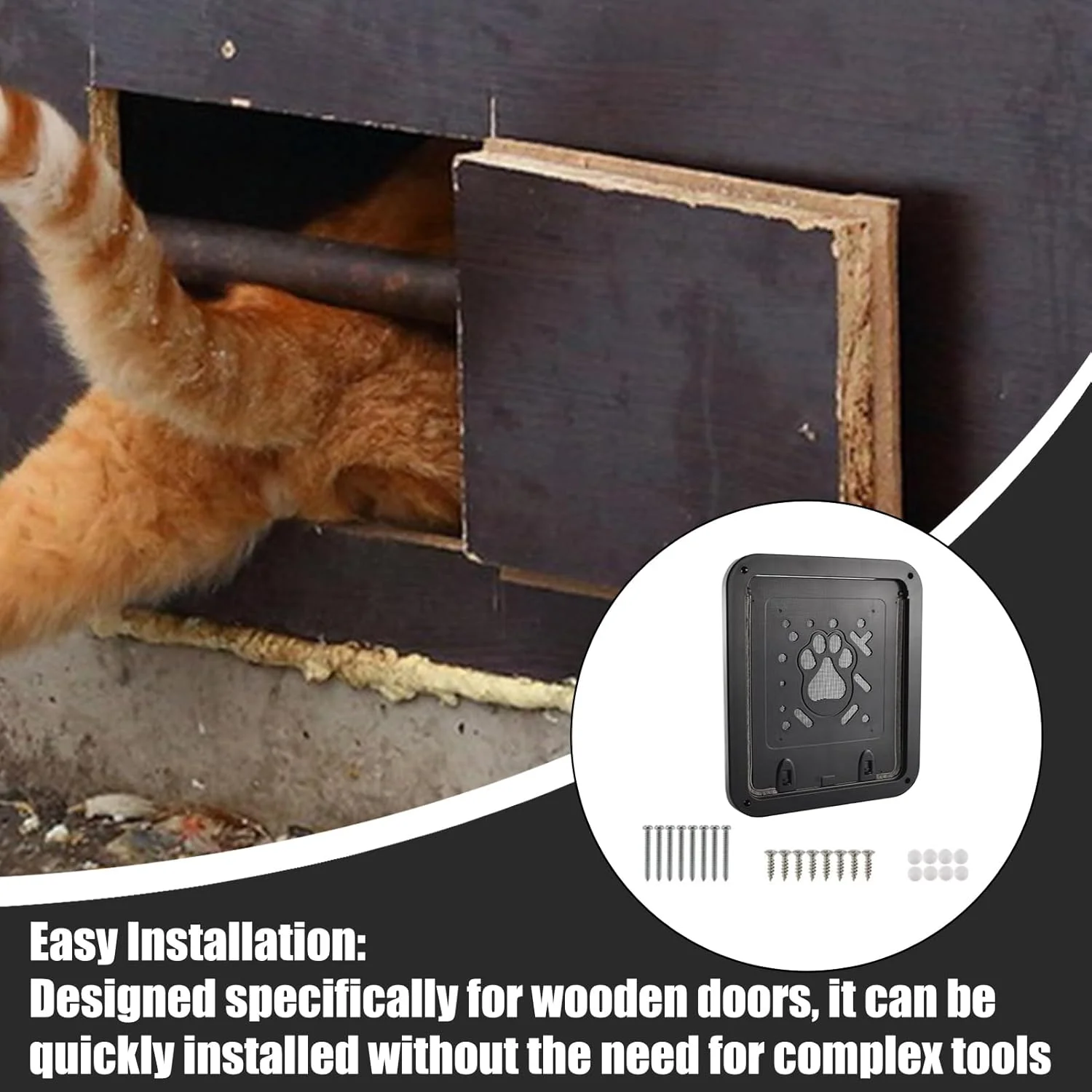 درب گربه برای دیوار - درب سگ با بستن خودکار - درب حیوانات خانگی تزئینی و تنفسی برای آپارتمان، راهرو، ایوان، داخل خانه، گاراژ، پاسیو