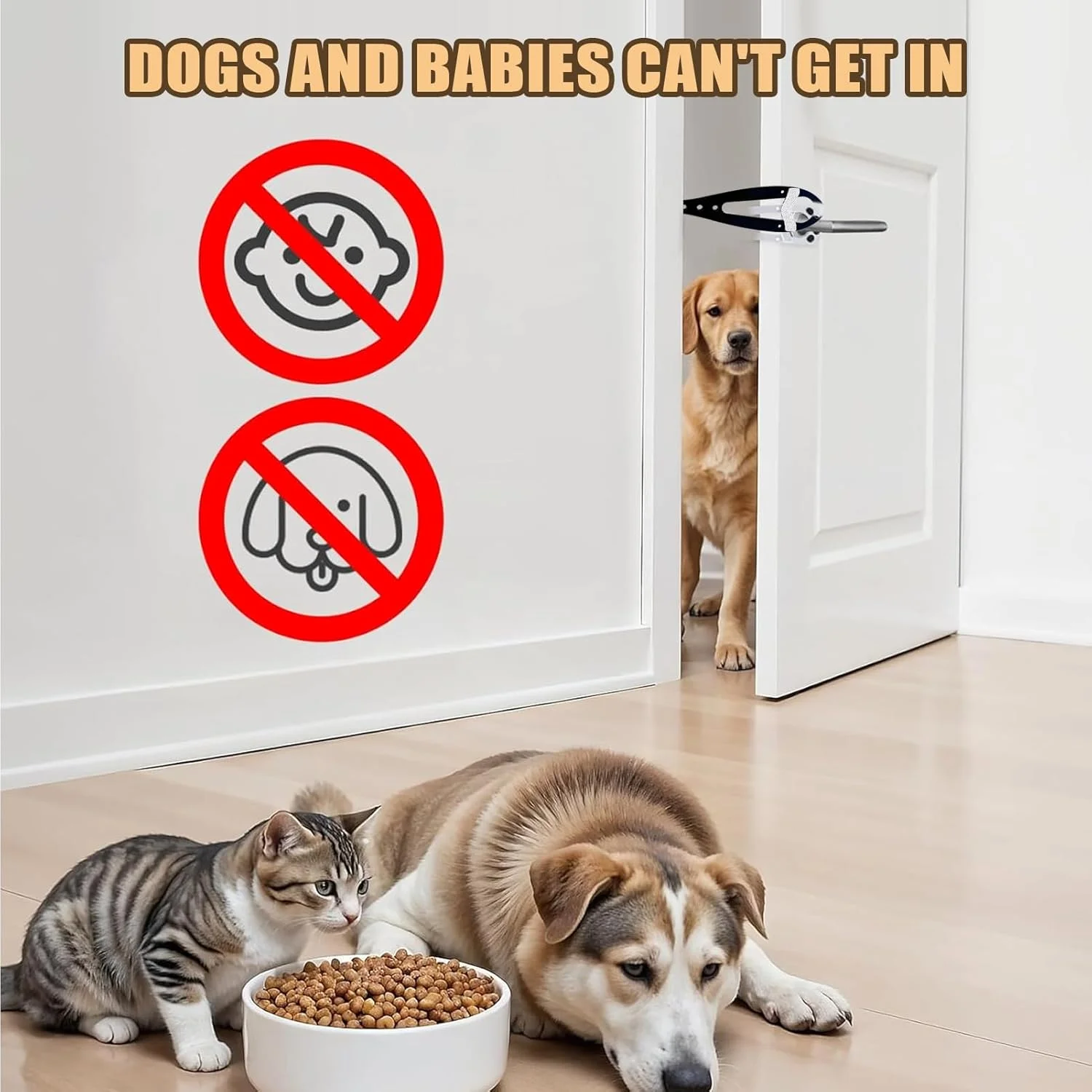 قفل درب گربه - نگهدارنده درب مخصوص حیوانات خانگی، بند درب ضد سگ برای گربه ها، مناسب برای اتاق نشیمن، اتاق خواب، بالکن، اتاق مطالعه، آپارتمان، خانه