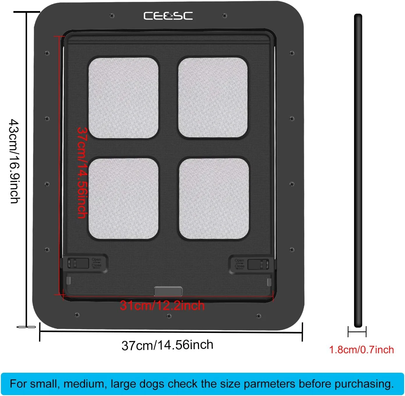 درب توری سگ CEESC (37 x 43 سانتیمتر)، درب حیوانات خانگی قفلشدنی برای سگها، بزرگ، مشکی درب توری سگ CEESC (37 x 43 سانتیمتر)، درب حیوانات خانگی قفلشدنی برای سگها، بزرگ، مشکی