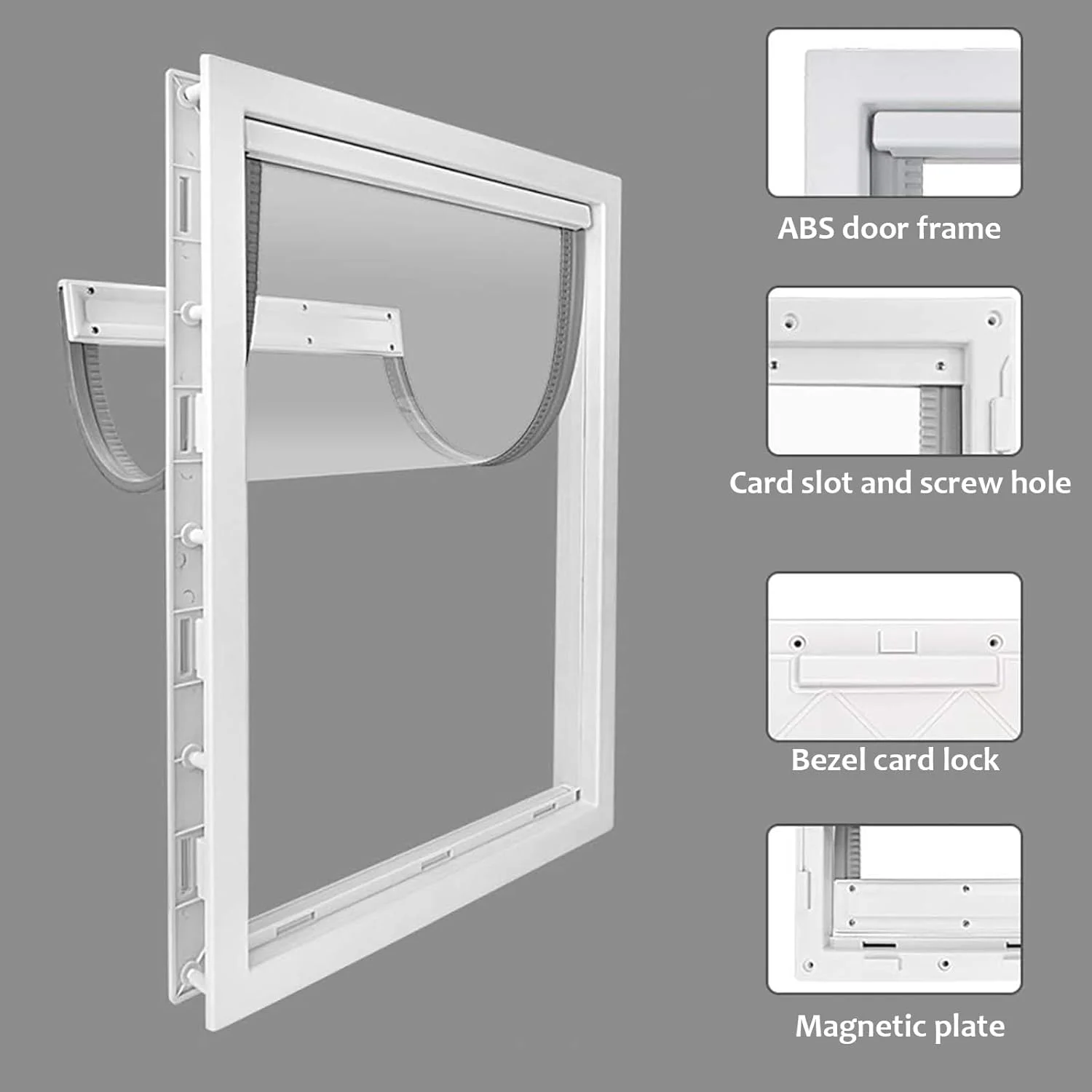 درب بزرگ سگ CEESC با دریچه مغناطیسی نرم و شفاف و پنل بسته‌شونده، درب حیوانات خانگی پلاستیکی PVC ممتاز برای سگ‌های بزرگ (XL، سفید)