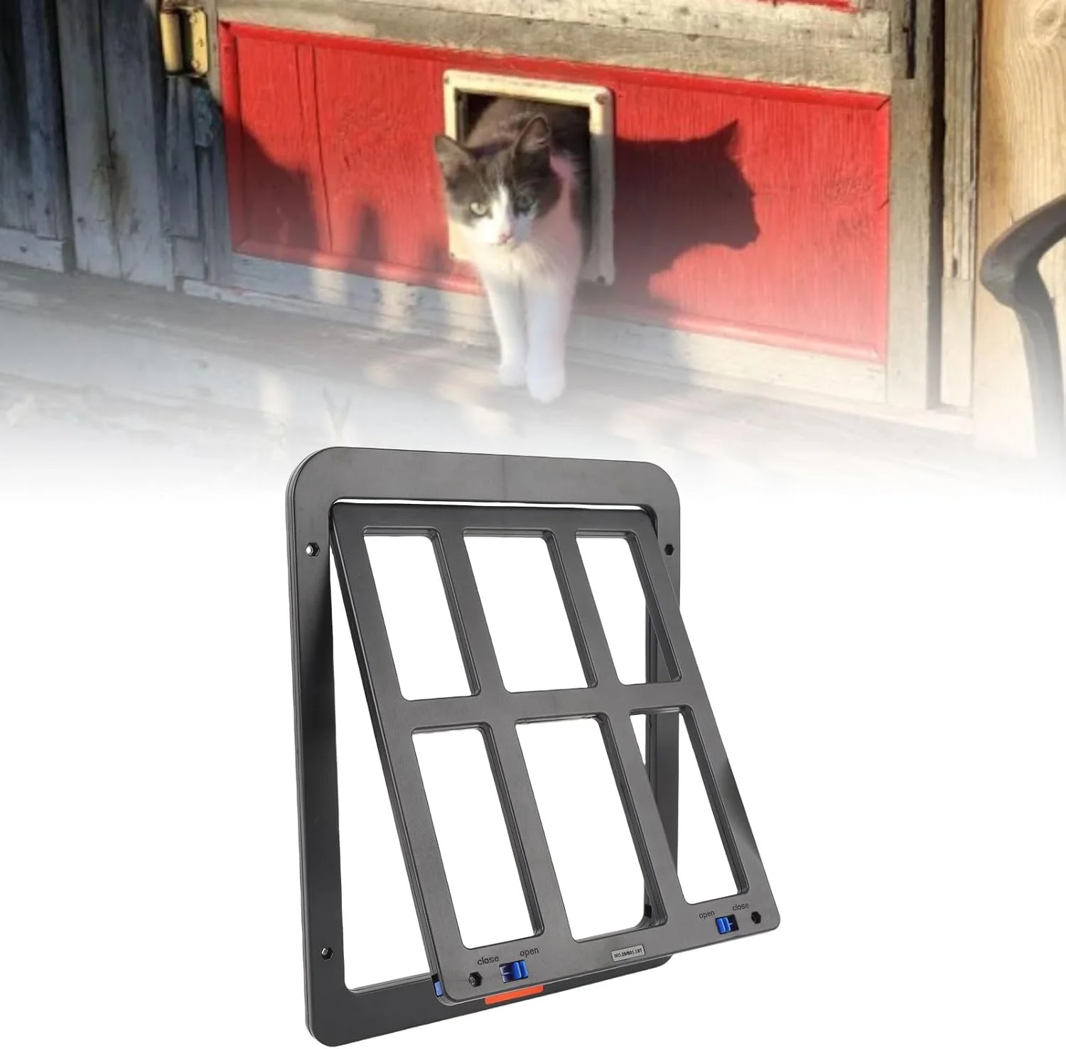درب توری سگ، دریچه تهویه 31.5x25 سانتی متر برای توری، درب قفل شو حیوانات خانگی برای گربه ها و توله سگ ها (مشکی)
