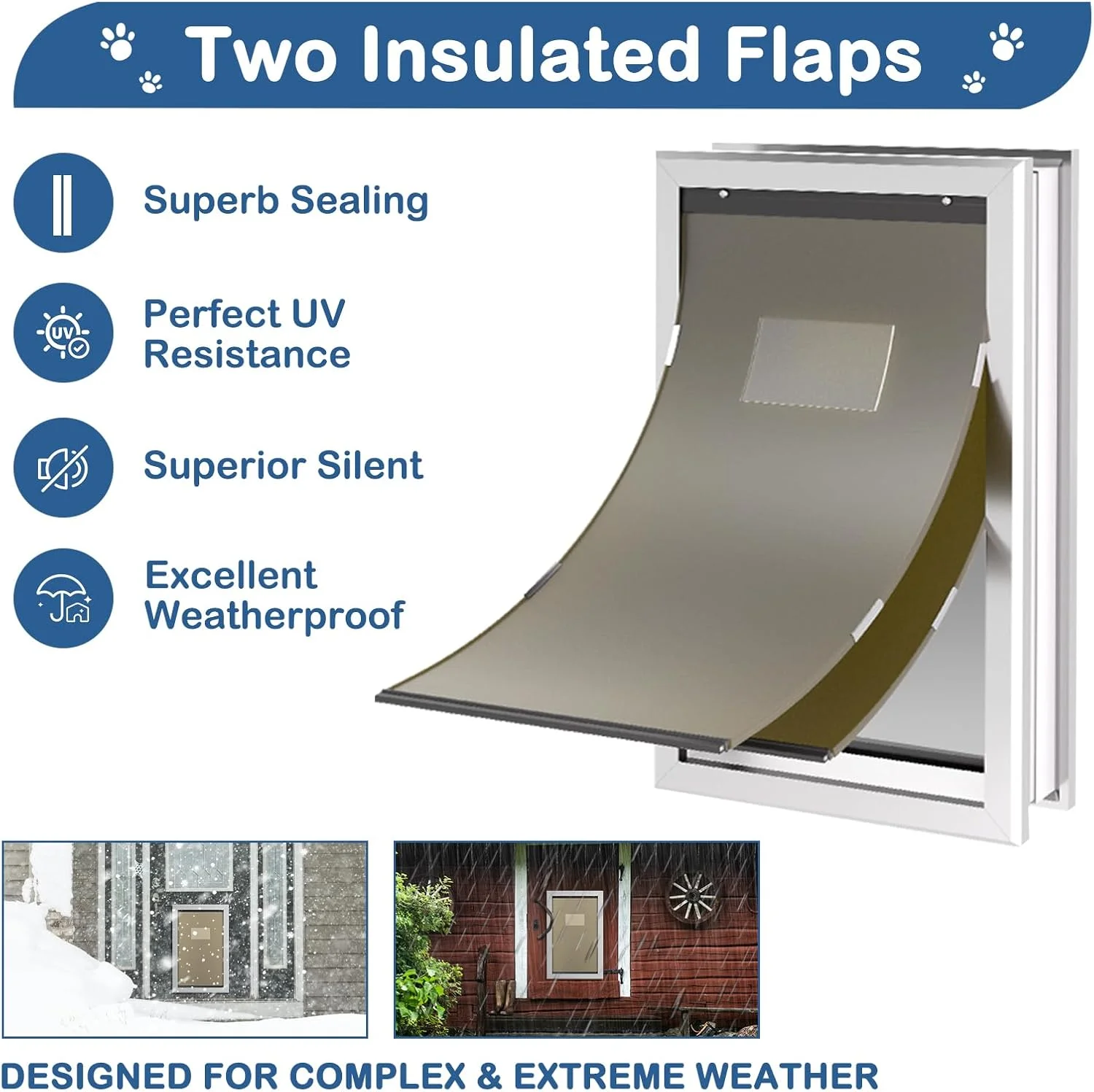 درب سگ، درب حیوانات خانگی با دو لبه، درب سگ سایز خیلی بزرگ با سیستم بسته شدن خودکار برای بهره وری انرژی، درب سگ خیلی بزرگ با قاب فولادی و پنل قفل شونده، درب حیوانات خانگی مناسب آب و هوای سخت برای درب/دیوار