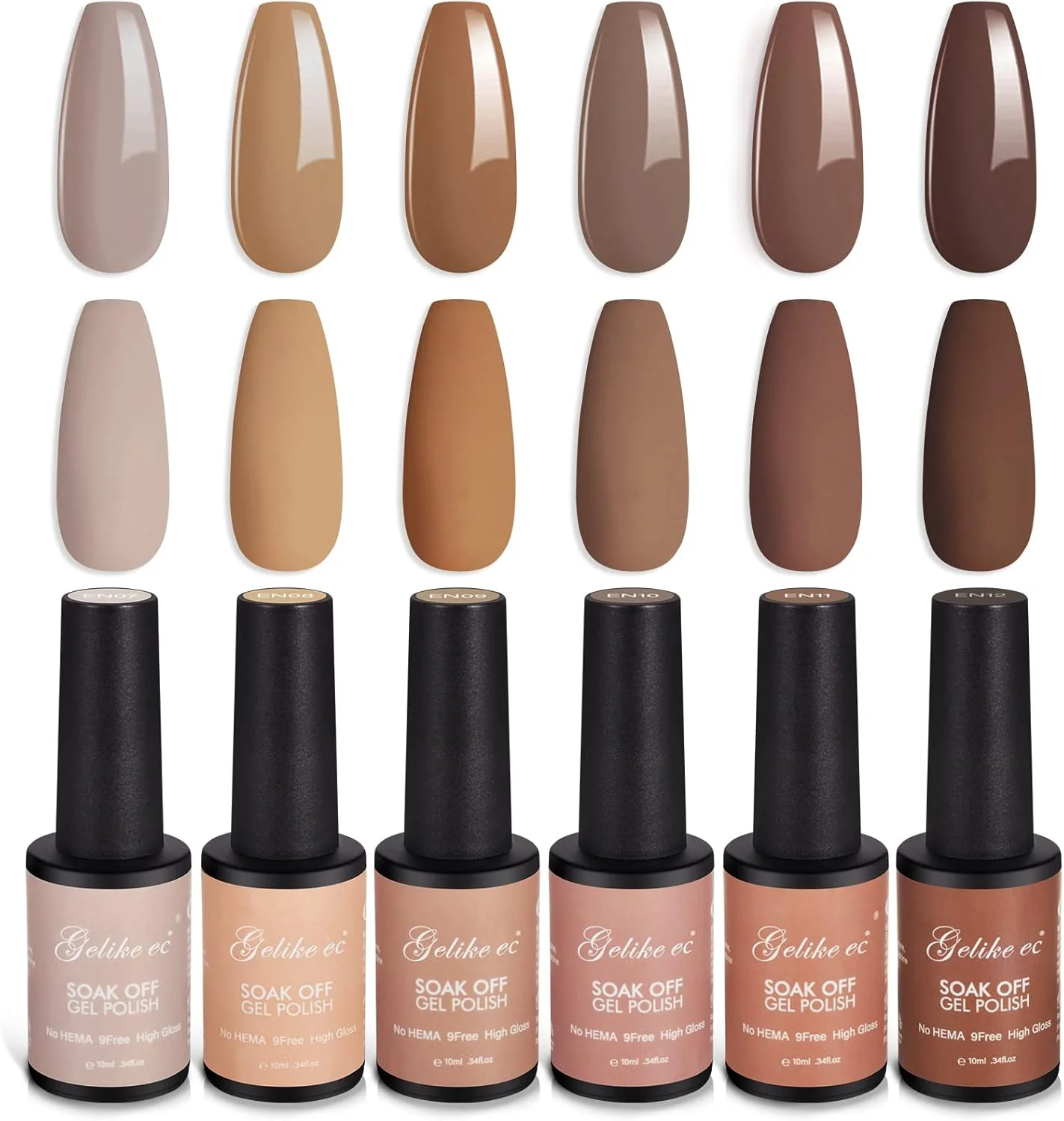 مجموعه لاک ژل قهوه ای ژلیک: لاک ژل قهوه ای 2025 رنگ های برهنه، کیت لاک ناخن خنثی، لاک ژل خیساندنی، هنر ناخن، هدیه DIY برای دختران و زنان