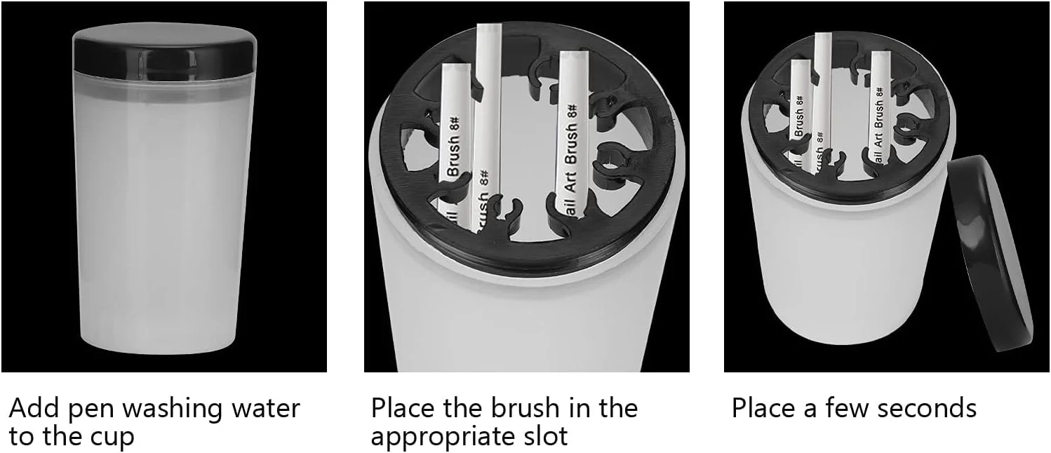 نگهدارنده برس طراحی ناخن، فنجان پاک کننده، سطل شستشوی برس طراحی ناخن، فنجان شفاف پاک کننده لاک ژل با شکاف برس برای سالن ناخن