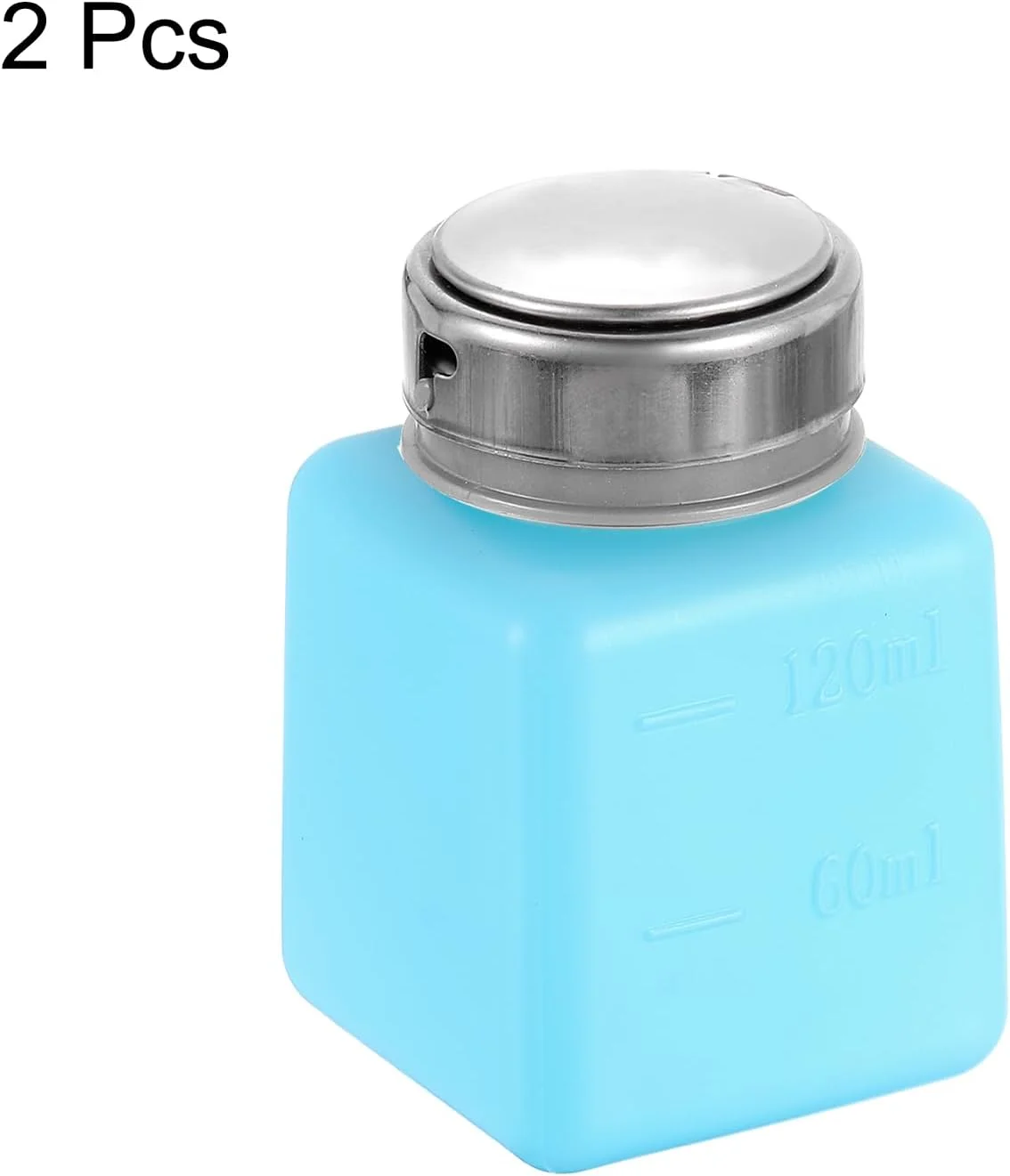 ظرف پخش کننده الکل حلال هارفینگتون 2 عددی 120 میلی لیتری، بطری پمپ پخش کننده مایع فشاری لاک پاک کن با سر پرس استیل ضد زنگ برای پاک کننده استون، آبی