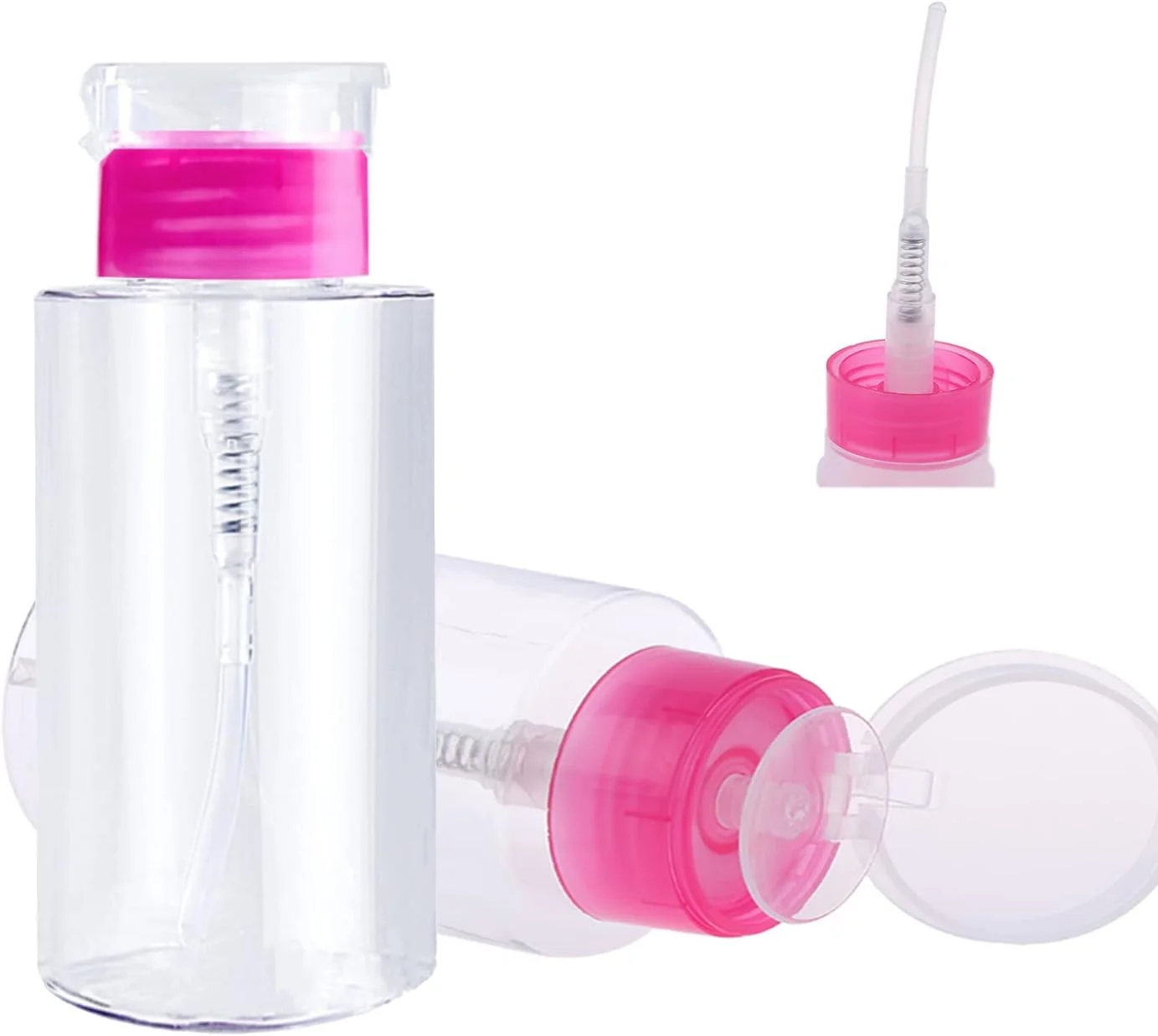 دو عدد بطری پمپ دار 100 میلی لیتری پخش کننده لاک پاک کن، ظرف مایع لاک پاک کن برای پاک کننده آرایش و طراحی ناخن