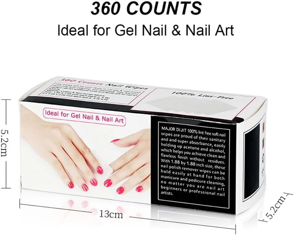 جعبه 360 عددی پد ناخن، نرم و جاذب، پاک کننده ژل، حوله تمیز کننده مانیکور