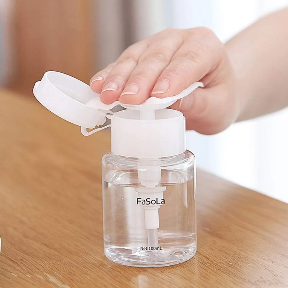 پمپ پخش کننده لاک پاک کن ناخن 5 عددی، بطری پاک کننده لاک ناخن فشاری، ظرف بطری مایع پاک کننده برای فروشگاه خانگی