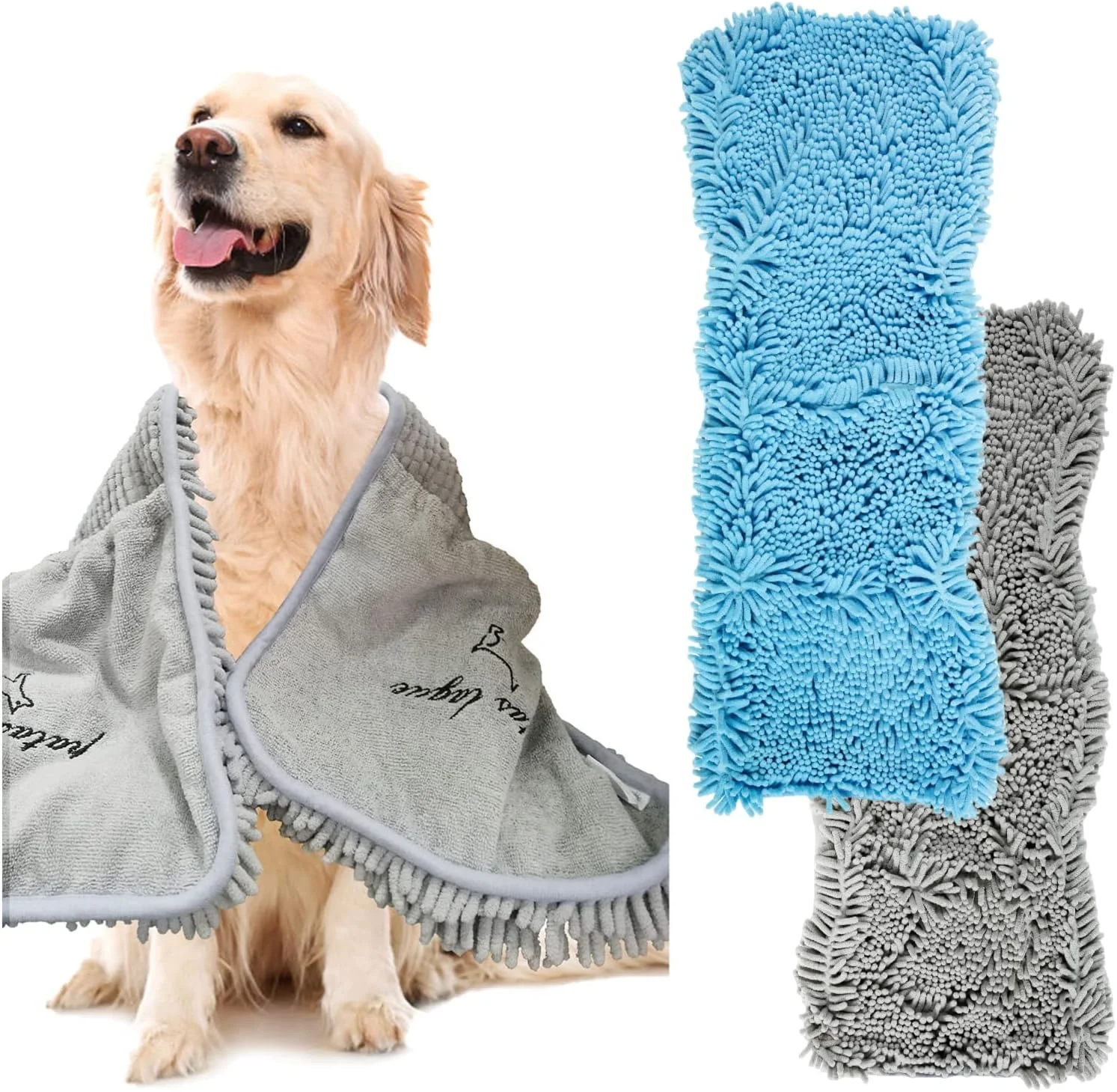 پک 2 عددی حوله سگ جاذب Patas Lague، 89x38 سانتی متر، حوله میکروفایبر بزرگ و بسیار جاذب با قابلیت خشک شدن سریع به همراه جیب برای دست، مناسب سگ و گربه، قابل شستشو در ماشین لباسشویی (خاکستری+آبی) پک 2 عددی حوله سگ جاذب Patas Lague، 89x38 سانتی متر، حوله میکروفایبر بزرگ و بسیار جاذب با قابلیت خشک شدن سریع به همراه جیب برای دست، مناسب سگ و گربه، قابل شستشو در ماشین لباسشویی (خاکستری+آبی)