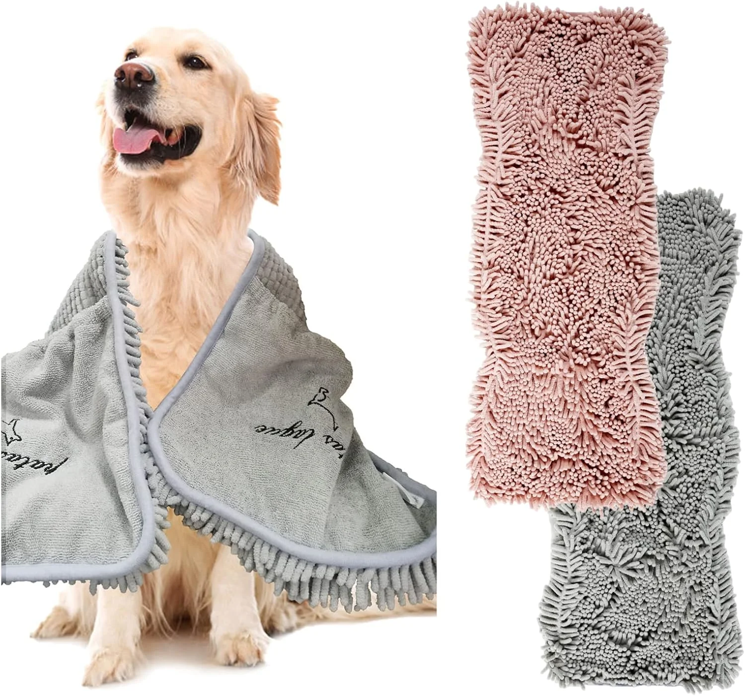 پک 2 عددی حوله سگ جاذب لوکس Patas Lague، (35''x15'') حوله میکروفیبر بزرگ و بسیار جاذب با قابلیت خشک شدن سریع به همراه جیب دستی، مناسب سگ و گربه، قابل شستشو در ماشین لباسشویی (خاکستری+صورتی) پک 2 عددی حوله سگ جاذب لوکس Patas Lague، (35''x15'') حوله میکروفیبر بزرگ و بسیار جاذب با قابلیت خشک شدن سریع به همراه جیب دستی، مناسب سگ و گربه، قابل شستشو در ماشین لباسشویی (خاکستری+صورتی)