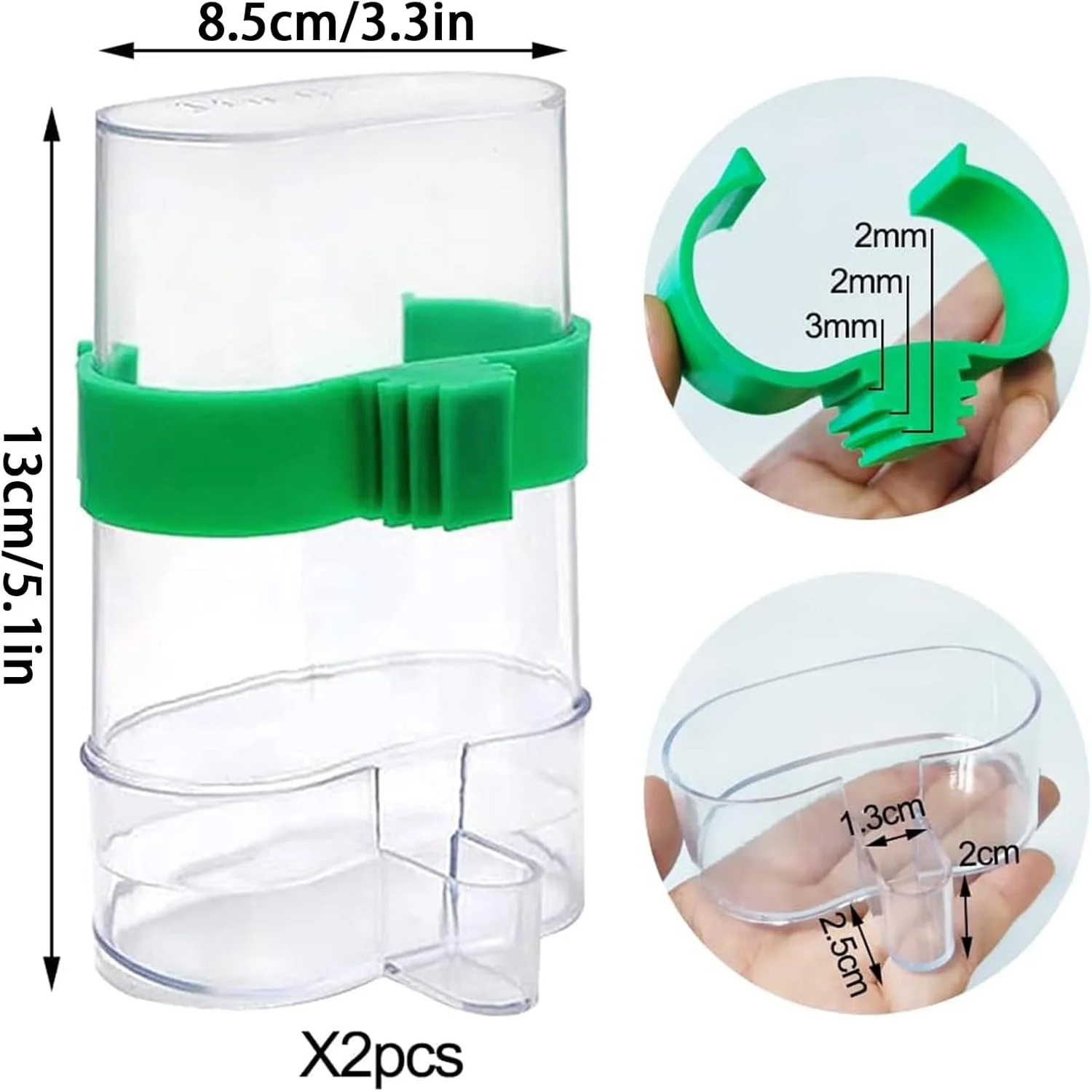 ظرف آب اتوماتیک پرندگان، 2 عدد بطری ظرف غذا و دانه پرندگان، لوازم جانبی قفس طوطی برزیلی، مرغ عشق، عروس هلندی، فنچ و قناری