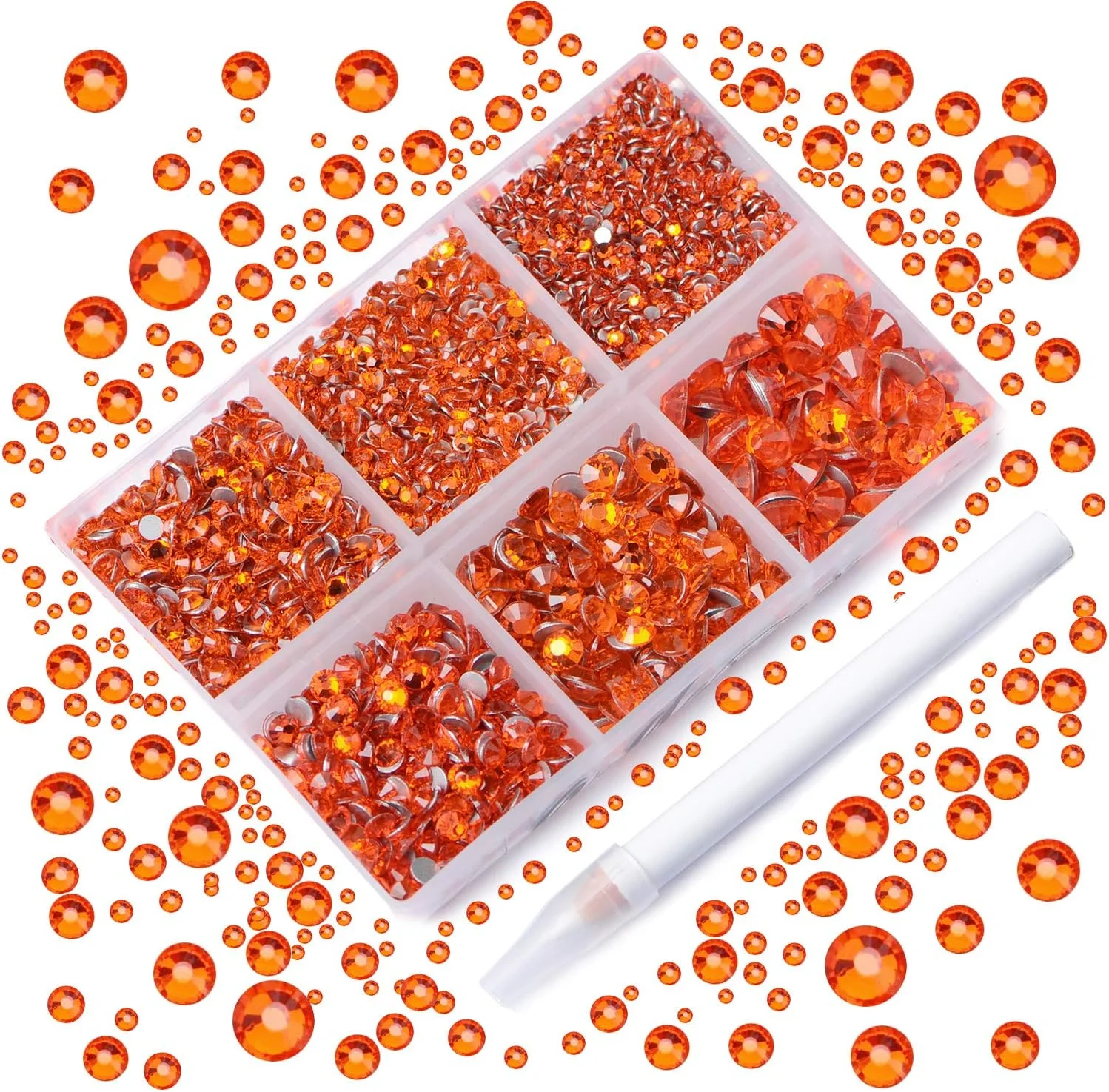 مهره های تزئینی 4300 عددی با پشت صاف برای طراحی ناخن، مهره های گرد در 6 سایز (2-6.5 میلی متر) به همراه جعبه سازمان دهنده، قلم برداشتن نگین برای تزئینات تلفن، صنایع دستی و DIY (نارنجی) مهره های تزئینی 4300 عددی با پشت صاف برای طراحی ناخن، مهره های گرد در 6 سایز (2-6.5 میلی متر) به همراه جعبه سازمان دهنده، قلم برداشتن نگین برای تزئینات تلفن، صنایع دستی و DIY (نارنجی)