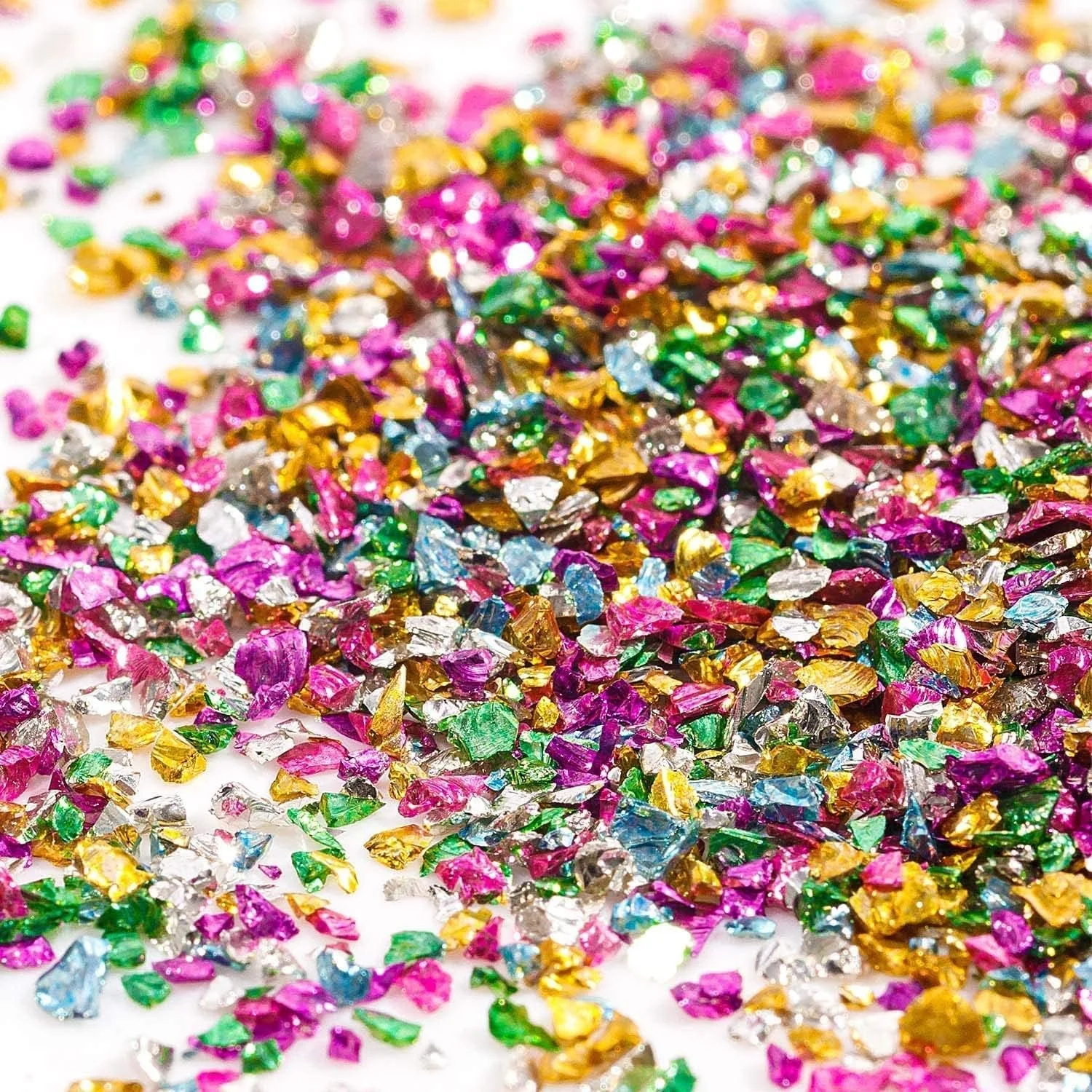 تکه شیشه نامنظم خرد شده آزونه برای صنایع دستی، 2-4 میلی متر برای قالب رزین، DIY، تزئین ناخن، کاردستی، ساخت قاب گوشی، اسکرپ بوک، جواهرسازی (طلایی، نقره ای، رنگی) تکه شیشه نامنظم خرد شده آزونه برای صنایع دستی، 2-4 میلی متر برای قالب رزین، DIY، تزئین ناخن، کاردستی، ساخت قاب گوشی، اسکرپ بوک، جواهرسازی (طلایی، نقره ای، رنگی)