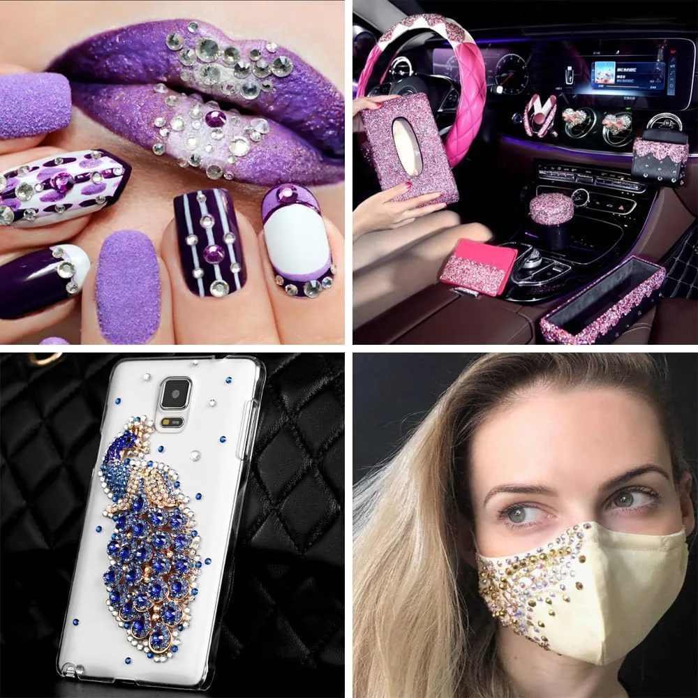 نگین های تزئینی ناخن BetterJonny، ۲۴ رنگ ۳ میلی متری گرد، مجموعه سنگ های رنگین کمانی تخت با موچین و مداد، نگین های براق ته صاف برای تزئین صنایع دستی و ساخت جواهرات