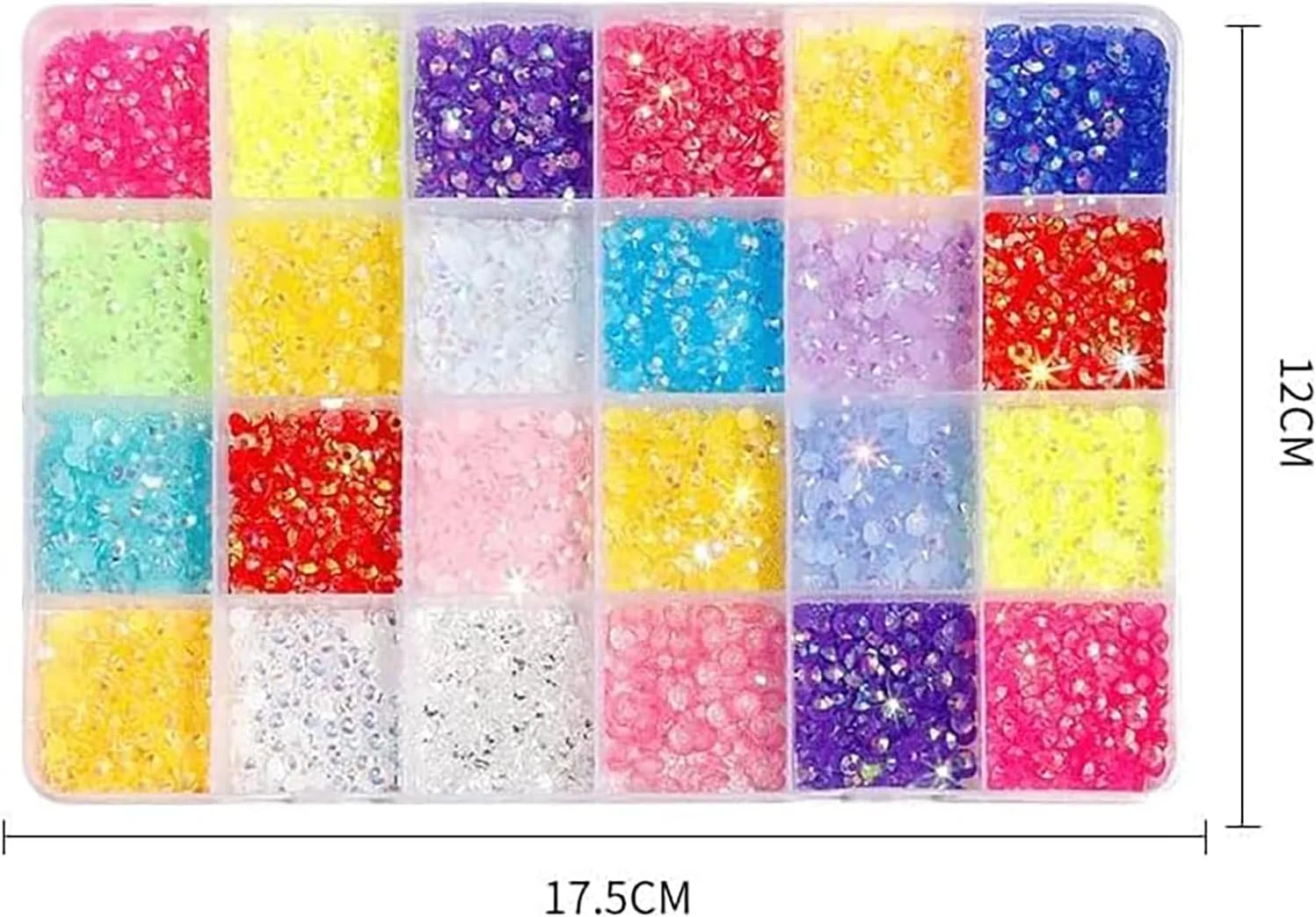 ست نگین تزیینی، 24 رنگ سنگ های تزئینی ناخن 3 میلی متری گرد تخت، مجموعه جواهرات رنگین کمانی، سنگ های تزئینی کریستالی تخت ژله ای برای ساخت جواهرات