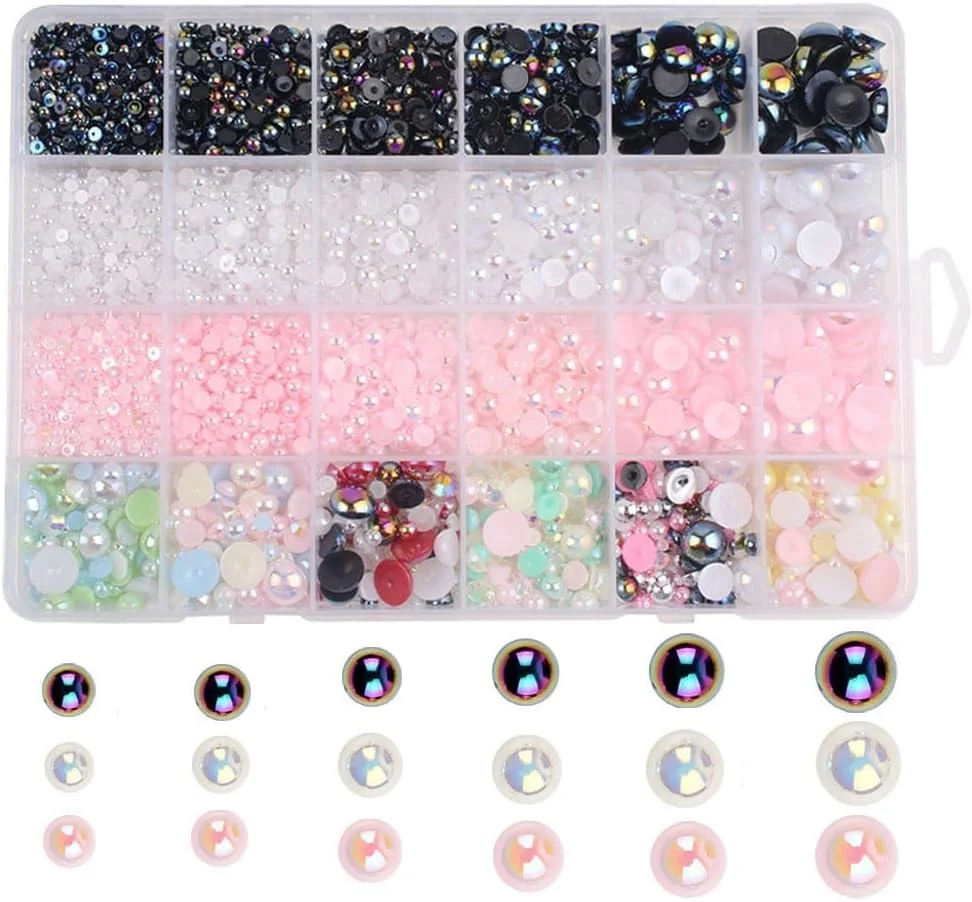 مروارید نیم دایره ای در 6 سایز مختلف برای تزئین ناخن، تزئینات ناخن، جواهرات، لوازم دست ساز DIY مروارید نیم دایره ای در 6 سایز مختلف برای تزئین ناخن، تزئینات ناخن، جواهرات، لوازم دست ساز DIY