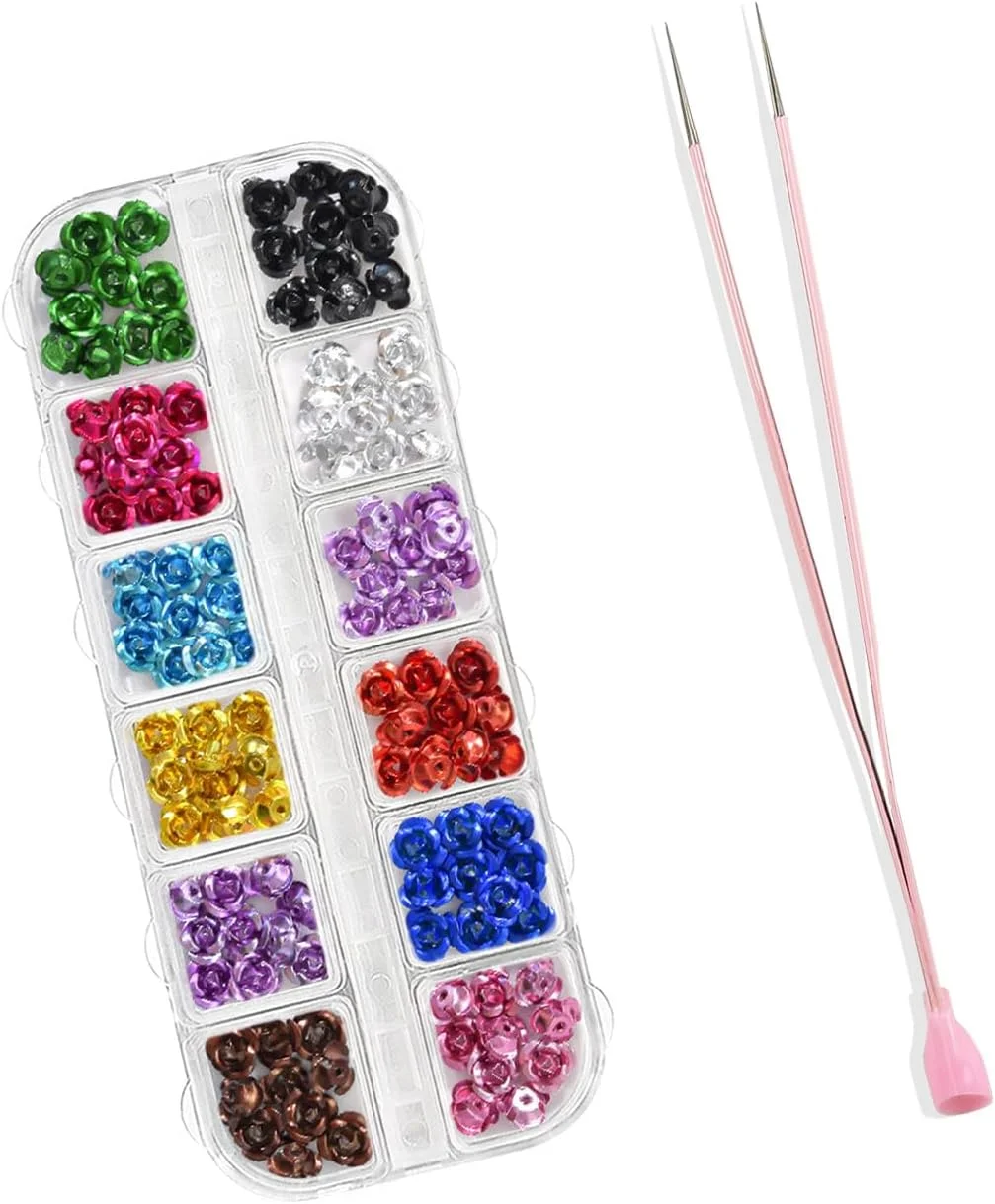 مجموعه 12 رنگ گل های آلومینیومی سه بعدی رز برای طراحی ناخن، لوازم جانبی جواهرات ناخن DIY با پشت صاف به همراه موچین دو طرفه برای تزئین ناخن، صنایع دستی، قاب گوشی و موارد دیگر مجموعه 12 رنگ گل های آلومینیومی سه بعدی رز برای طراحی ناخن، لوازم جانبی جواهرات ناخن DIY با پشت صاف به همراه موچین دو طرفه برای تزئین ناخن، صنایع دستی، قاب گوشی و موارد دیگر